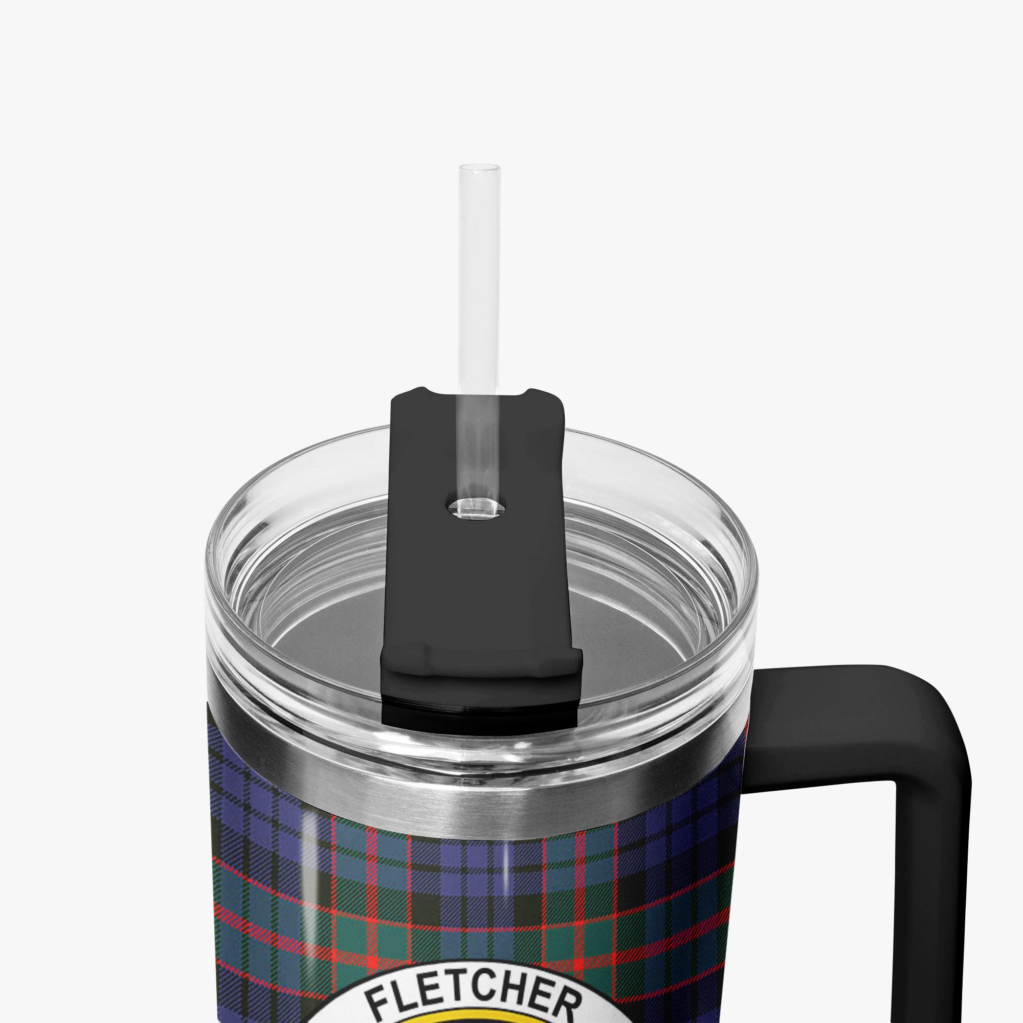 Fletcher of Dunans Tartan Crest 40 oz Insulated Tumbler with Handle