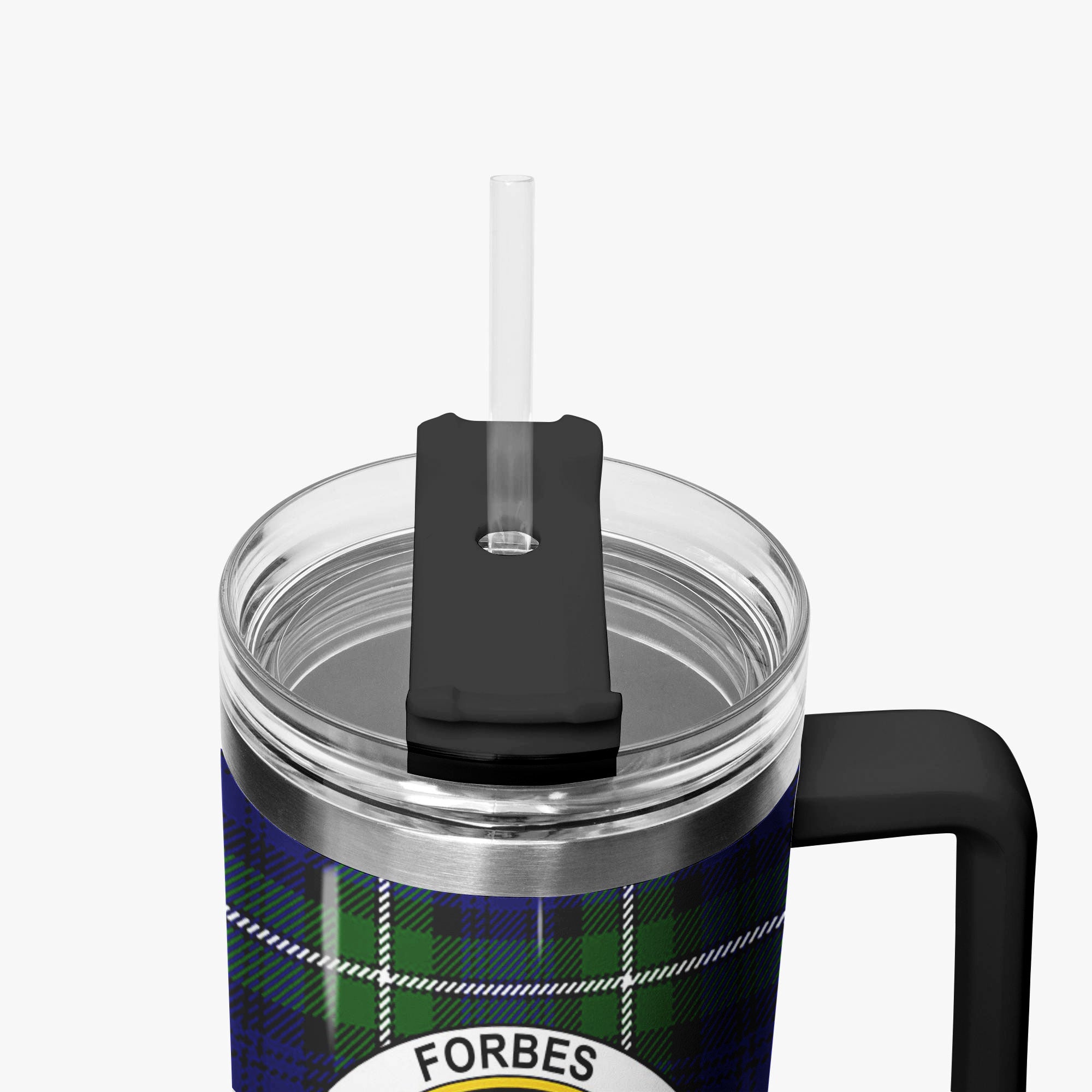 Forbes Modern Tartan Crest 40 oz Insulated Tumbler with Handle