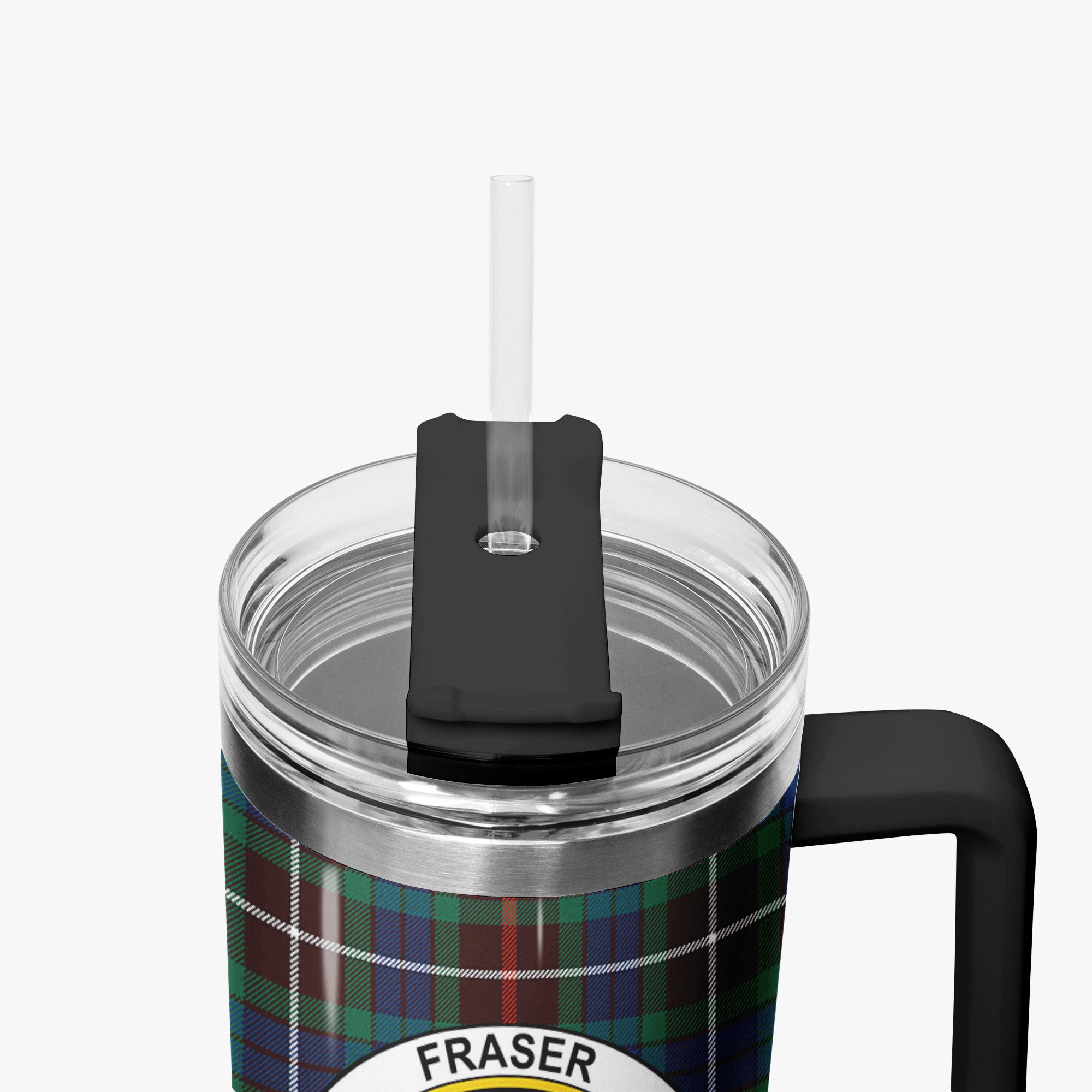 Fraser (of Lovat) Hunting Ancient Tartan Crest 40 oz Insulated Tumbler with Handle