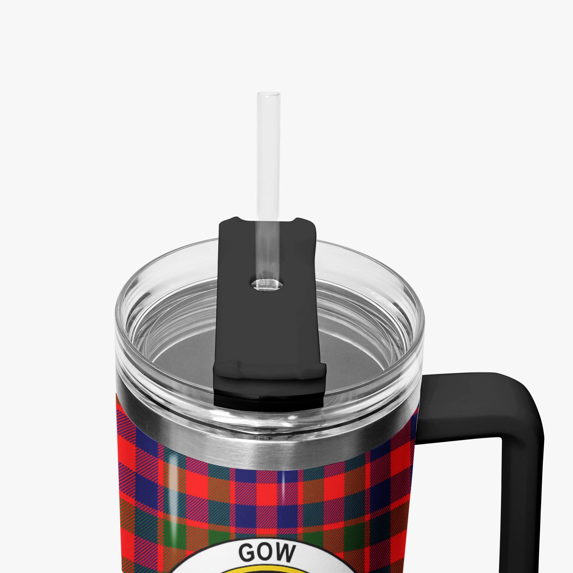 Gow (or McGouan) Tartan Crest 40 oz Insulated Tumbler with Handle