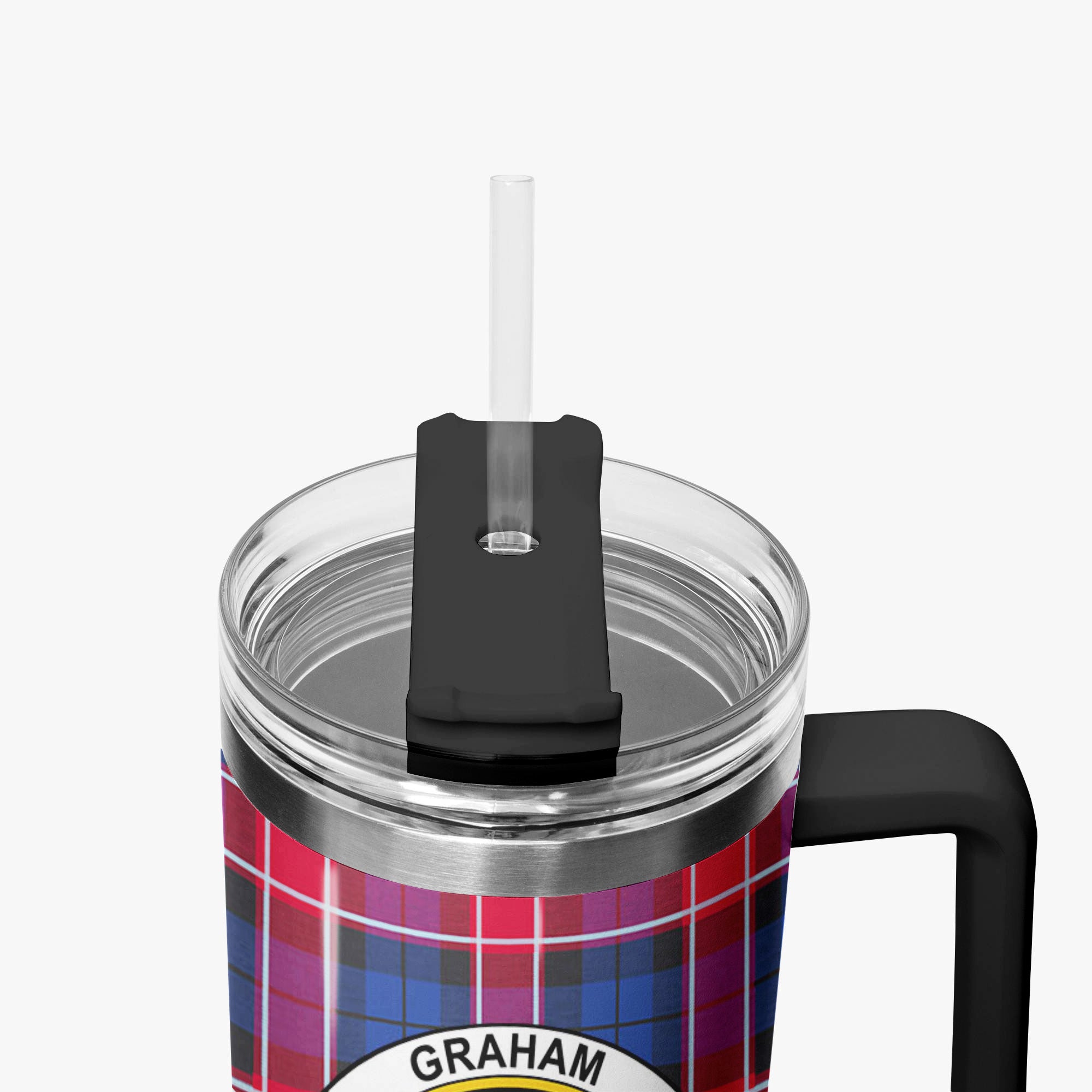 Graham of Menteith Red Tartan Crest 40 oz Insulated Tumbler with Handle