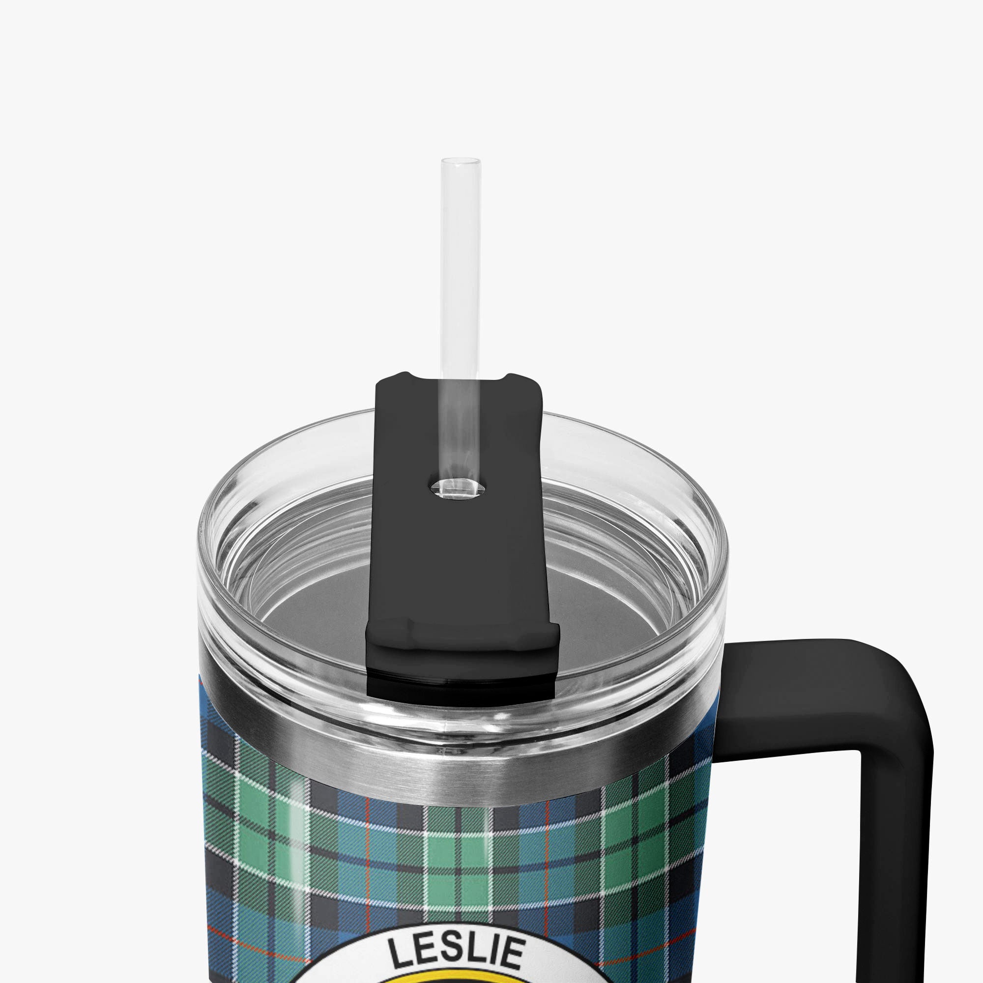 Leslie Hunting Ancient Tartan Crest 40 oz Insulated Tumbler with Handle