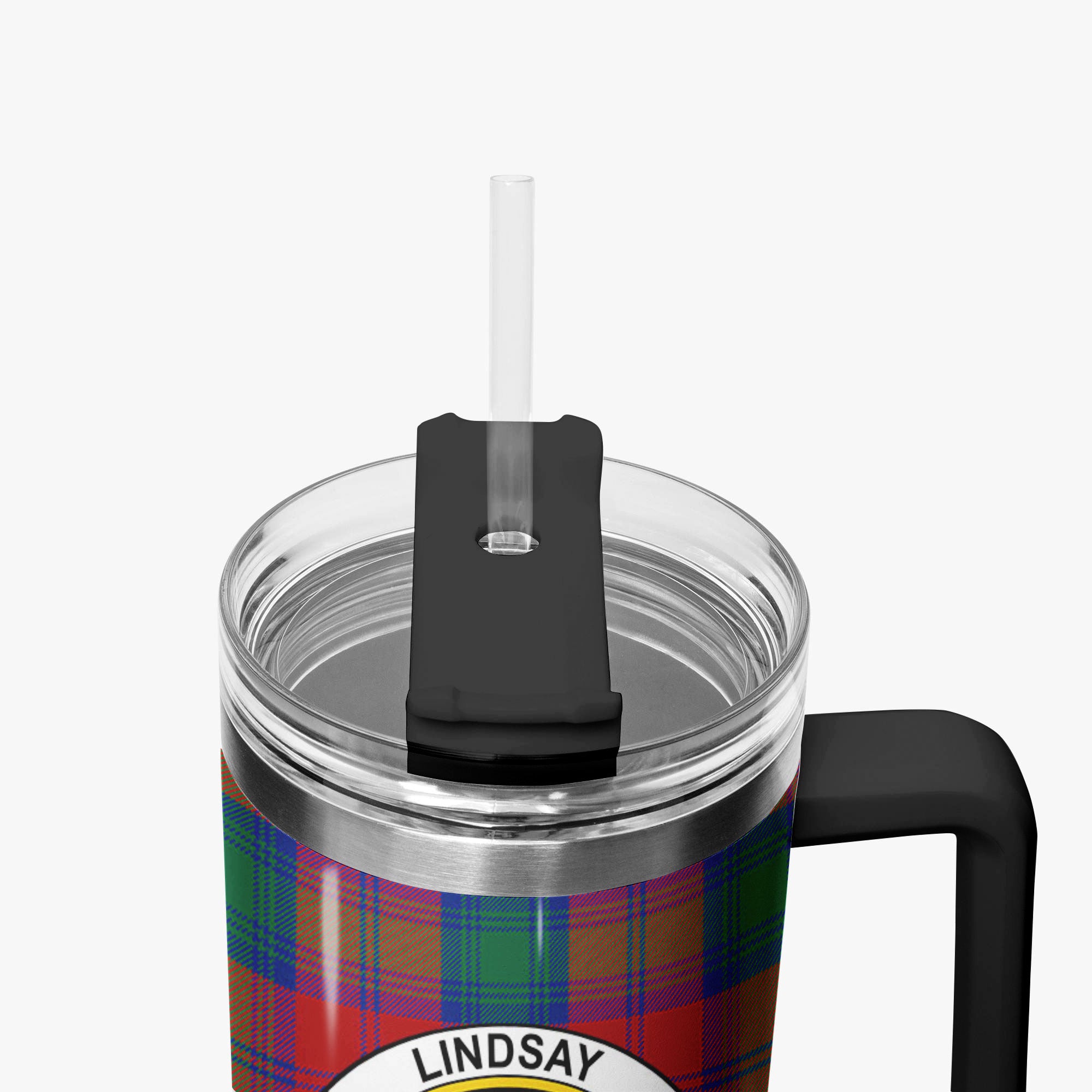 Lindsay Modern Tartan Crest 40 oz Insulated Tumbler with Handle