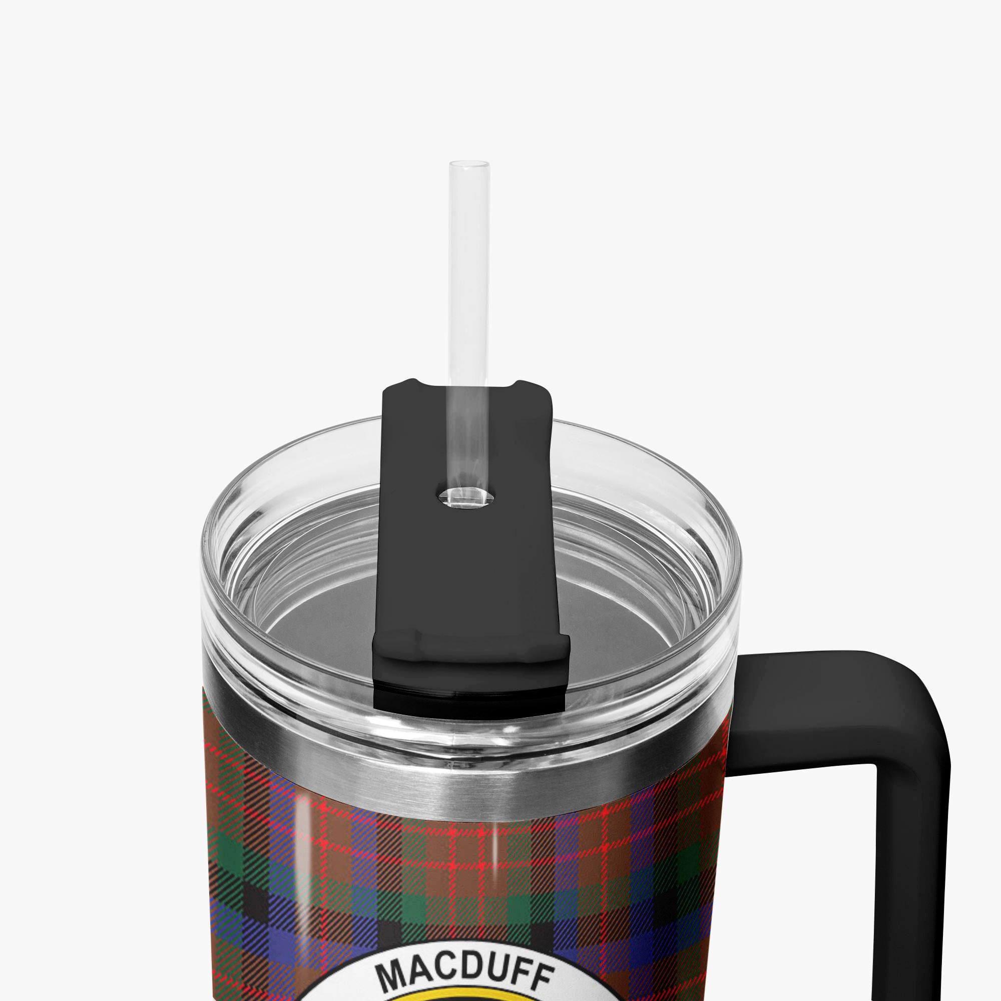 MacDuff Hunting Modern Tartan Crest 40 oz Insulated Tumbler with Handle