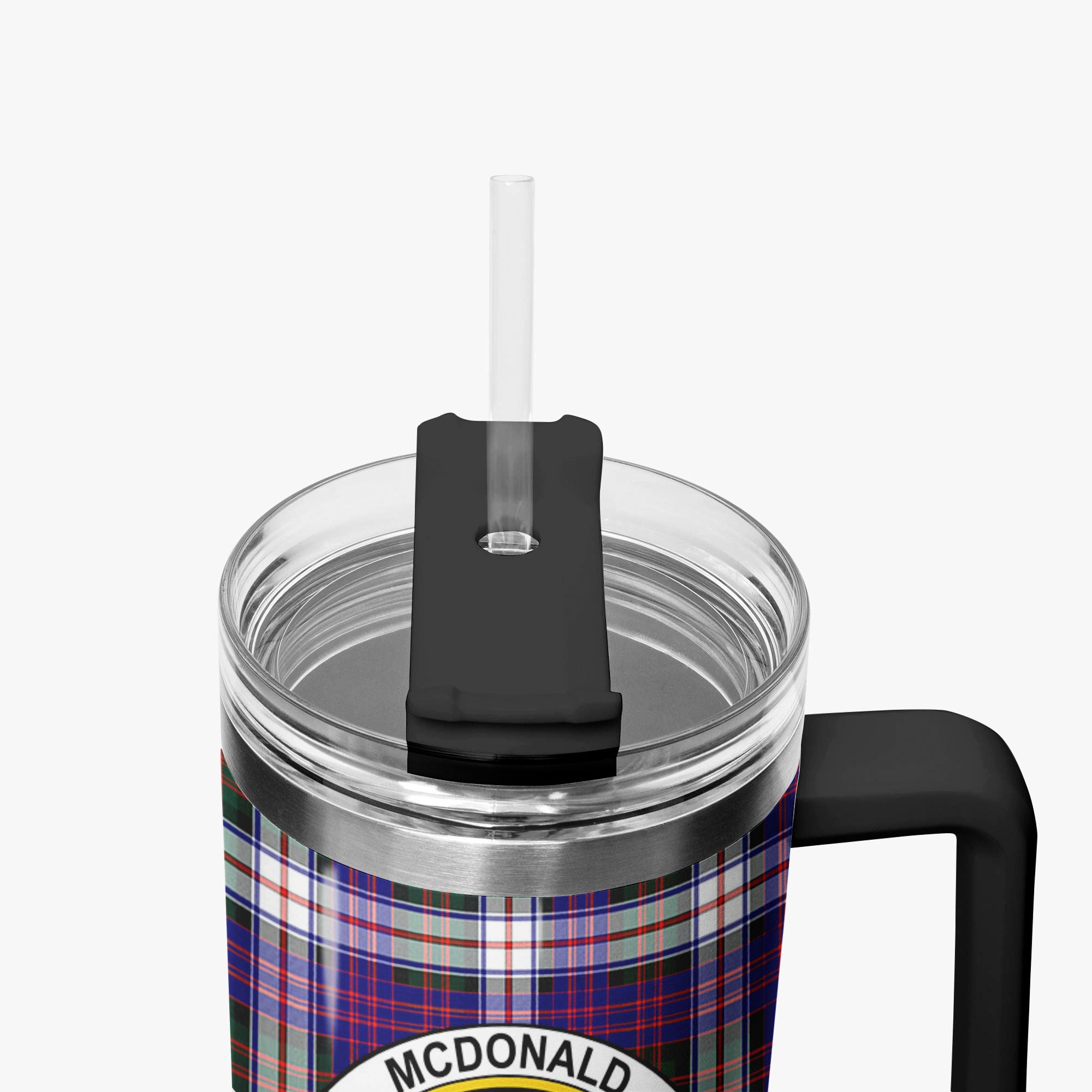 McDonald Dress Modern Tartan Crest 40 oz Insulated Tumbler with Handle