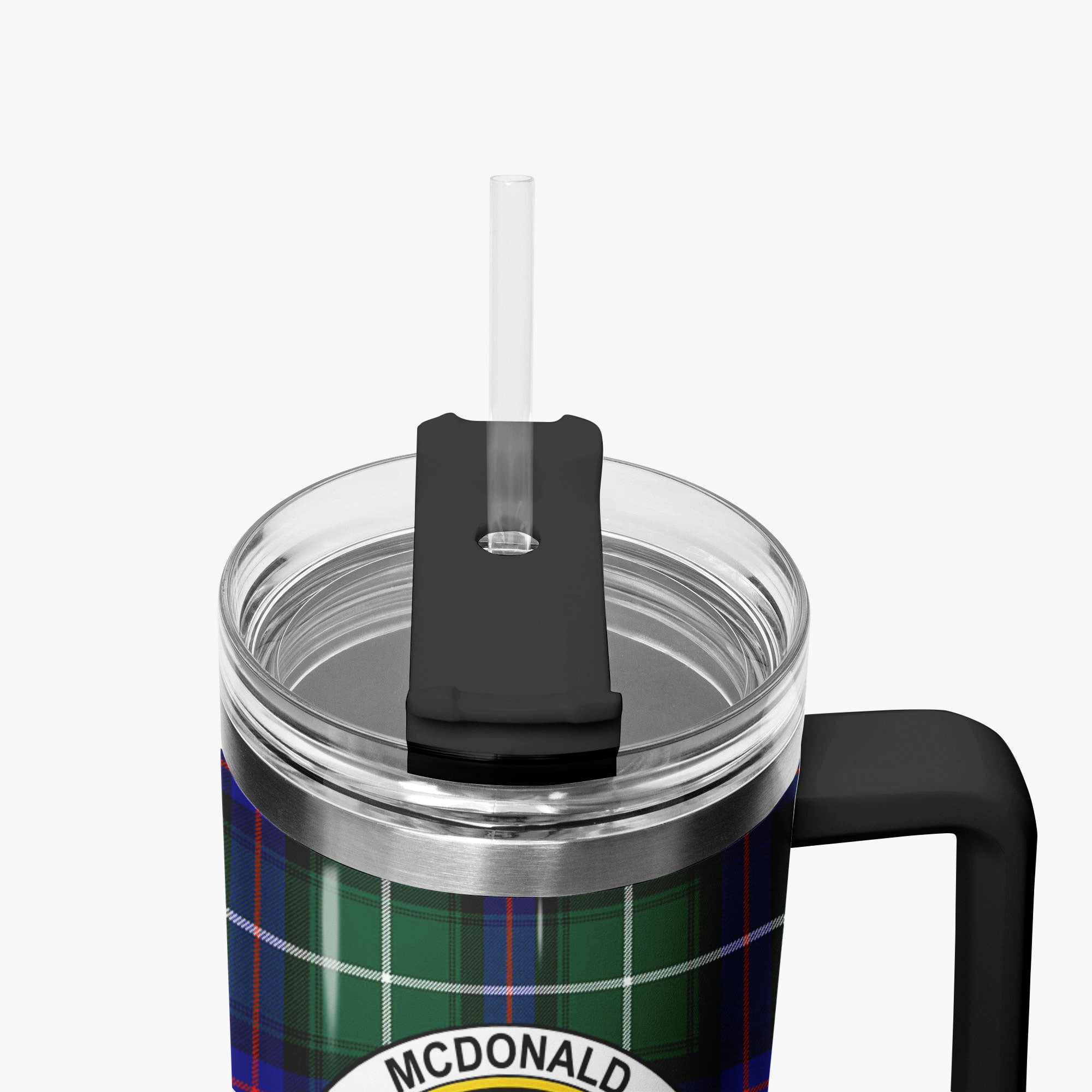 McDonald of the Isles Hunting Modern Tartan Crest 40 oz Insulated Tumbler with Handle