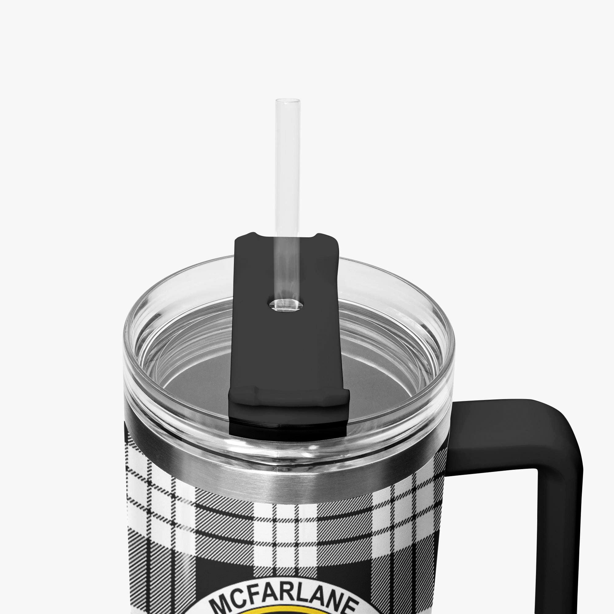 McFarlane Black - White Tartan Crest 40 oz Insulated Tumbler with Handle