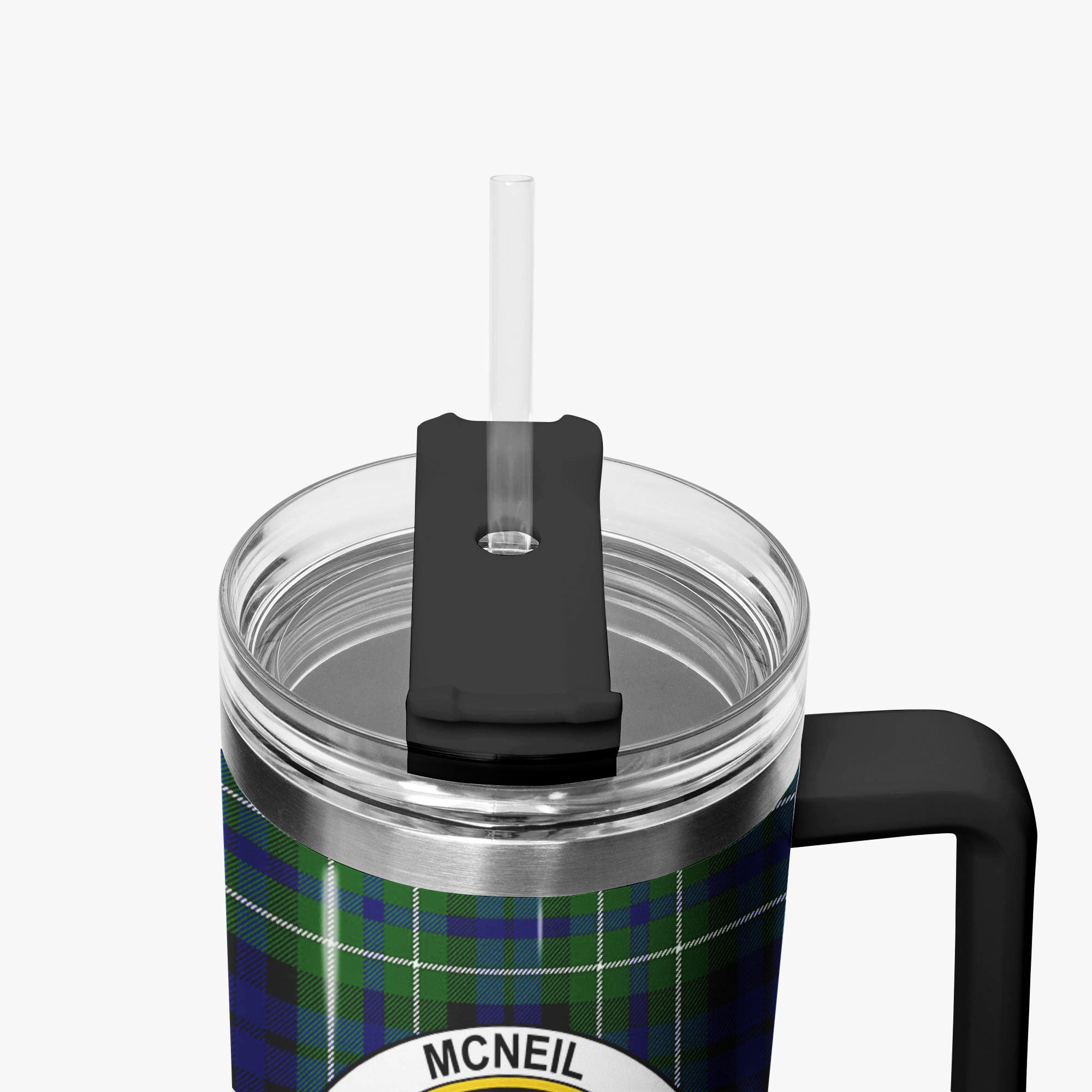 McNeil of Colonsay Modern Tartan Crest 40 oz Insulated Tumbler with Handle