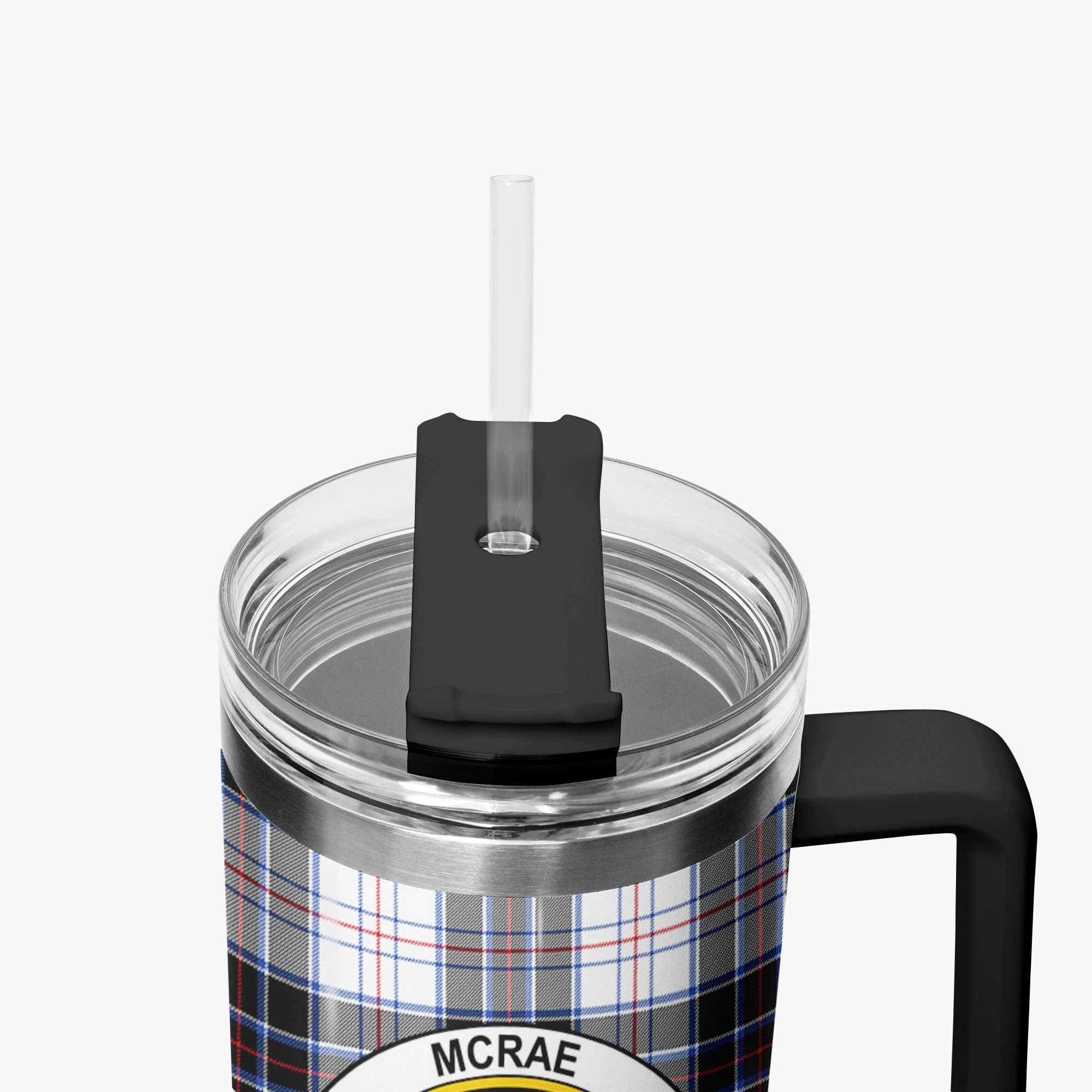 McRae Dress Modern Tartan Crest 40 oz Insulated Tumbler with Handle