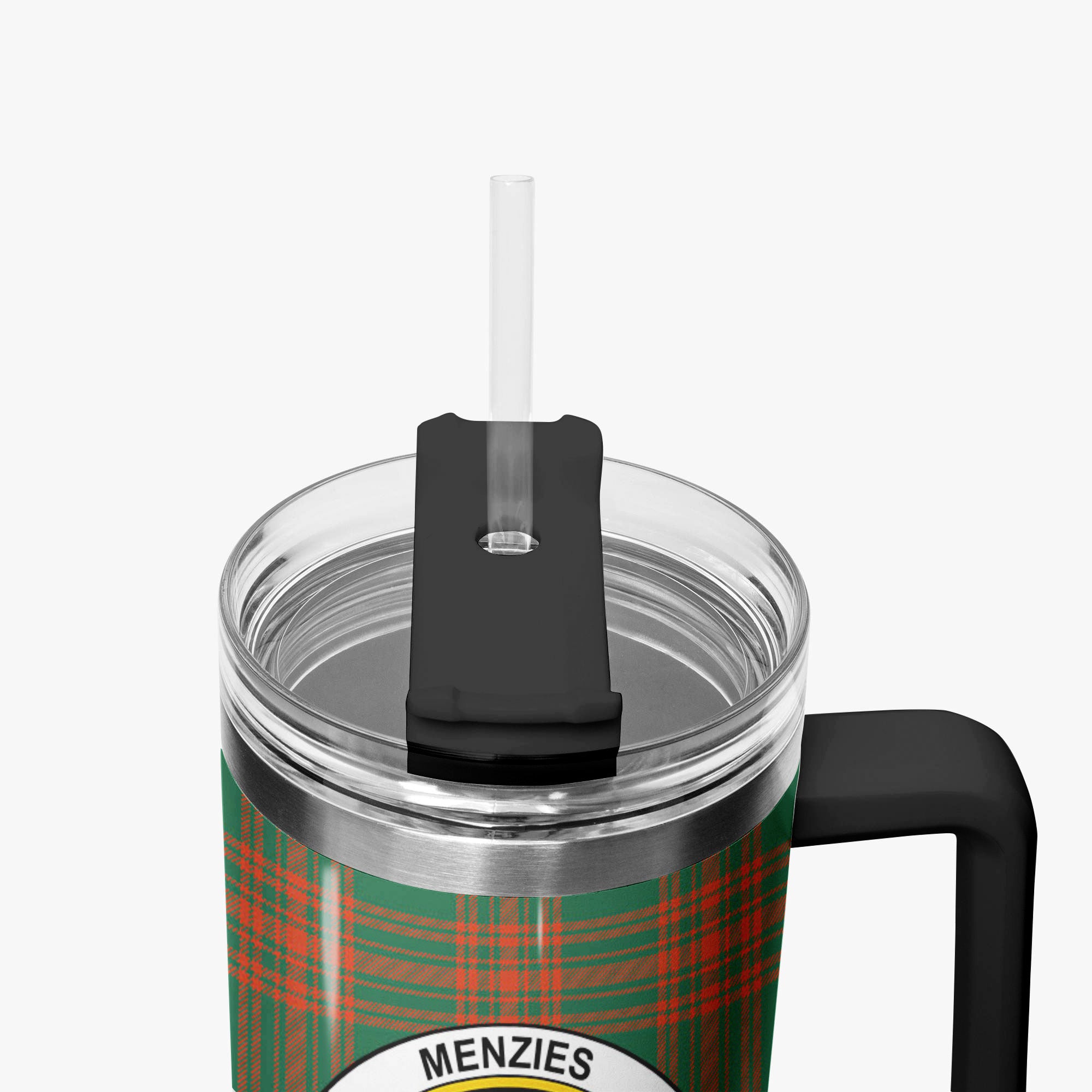 Menzies Green Ancient Tartan Crest 40 oz Insulated Tumbler with Handle