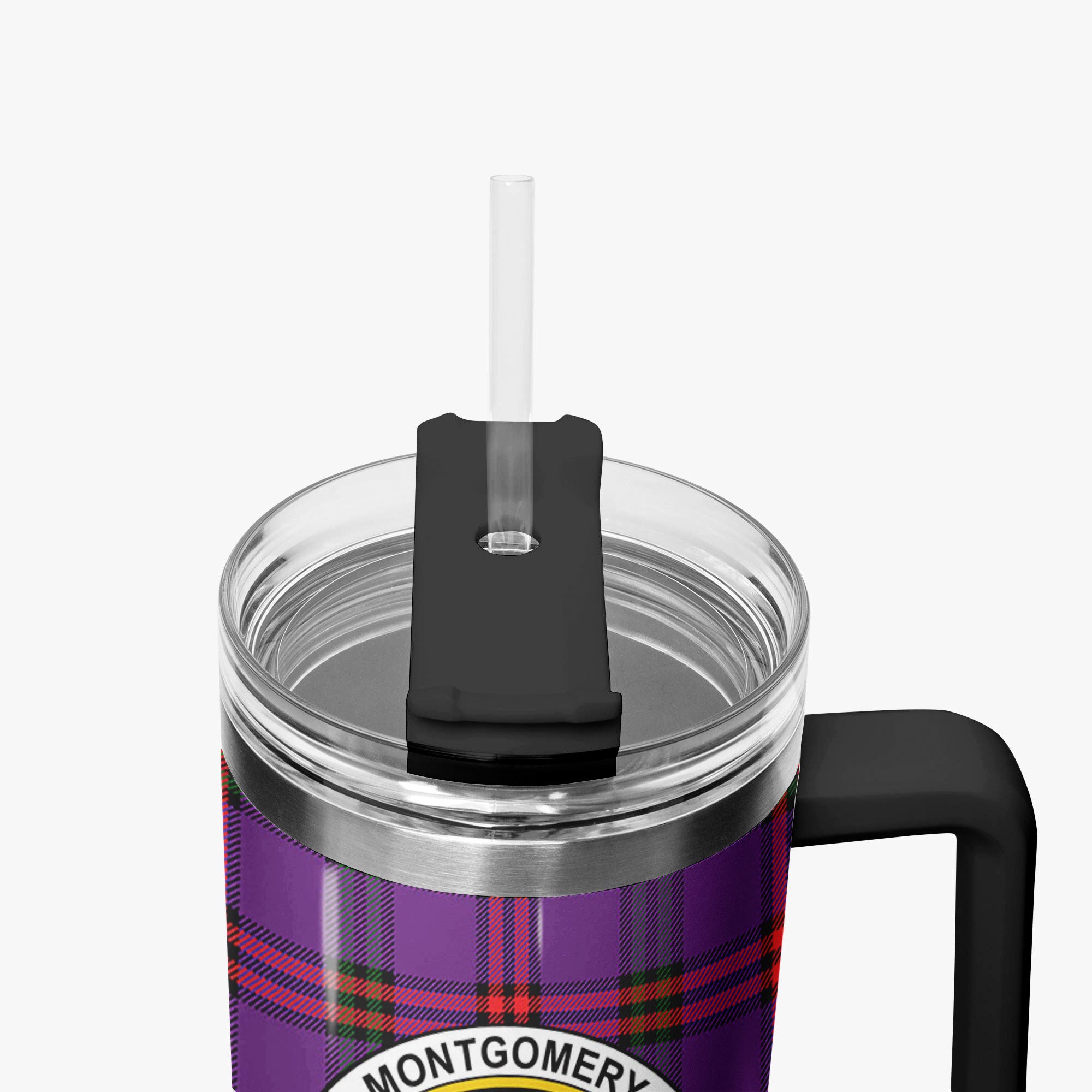 Montgomery Modern Tartan Crest 40 oz Insulated Tumbler with Handle