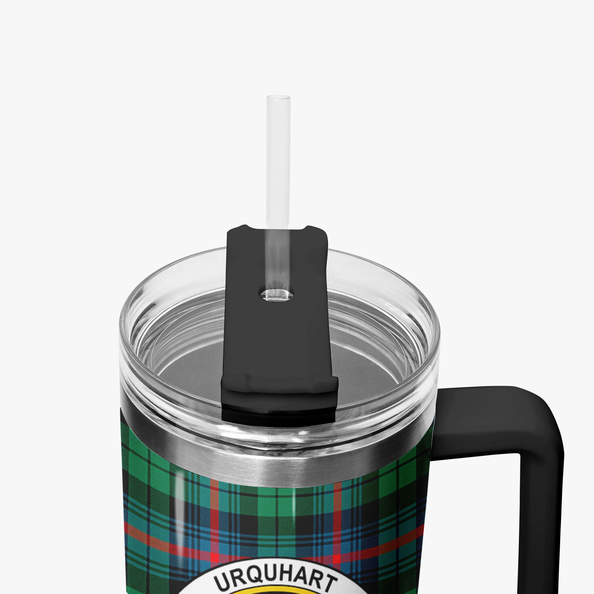 Urquhart Broad Red Ancient Tartan Crest 40 oz Insulated Tumbler with Handle