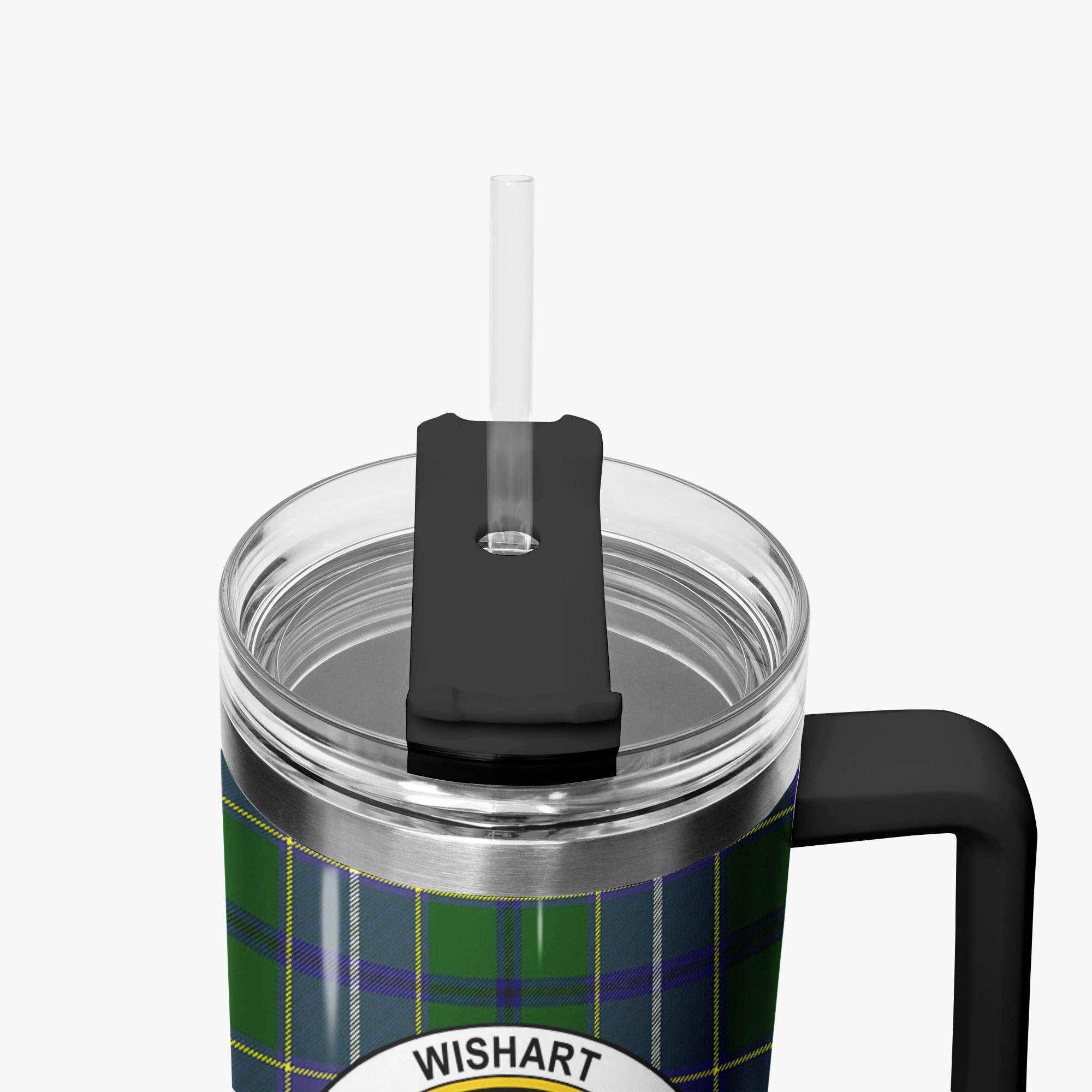 Wishart Hunting Tartan Crest 40 oz Insulated Tumbler with Handle