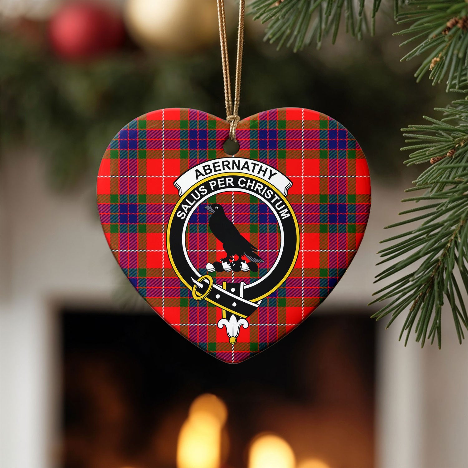 Abernathy Tartan Crest Christmas Ceramic Ornament