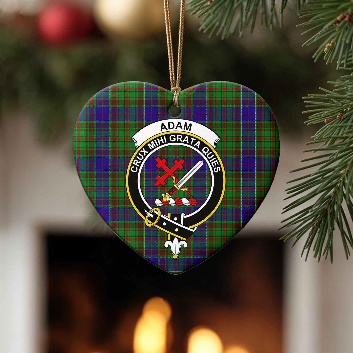 Adam Tartan Crest Christmas Ceramic Ornament