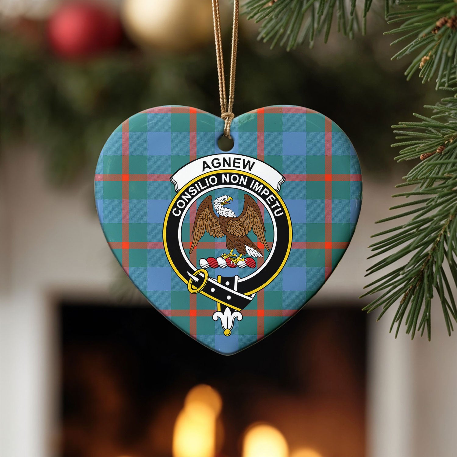 Agnew Ancient Tartan Crest Christmas Ceramic Ornament