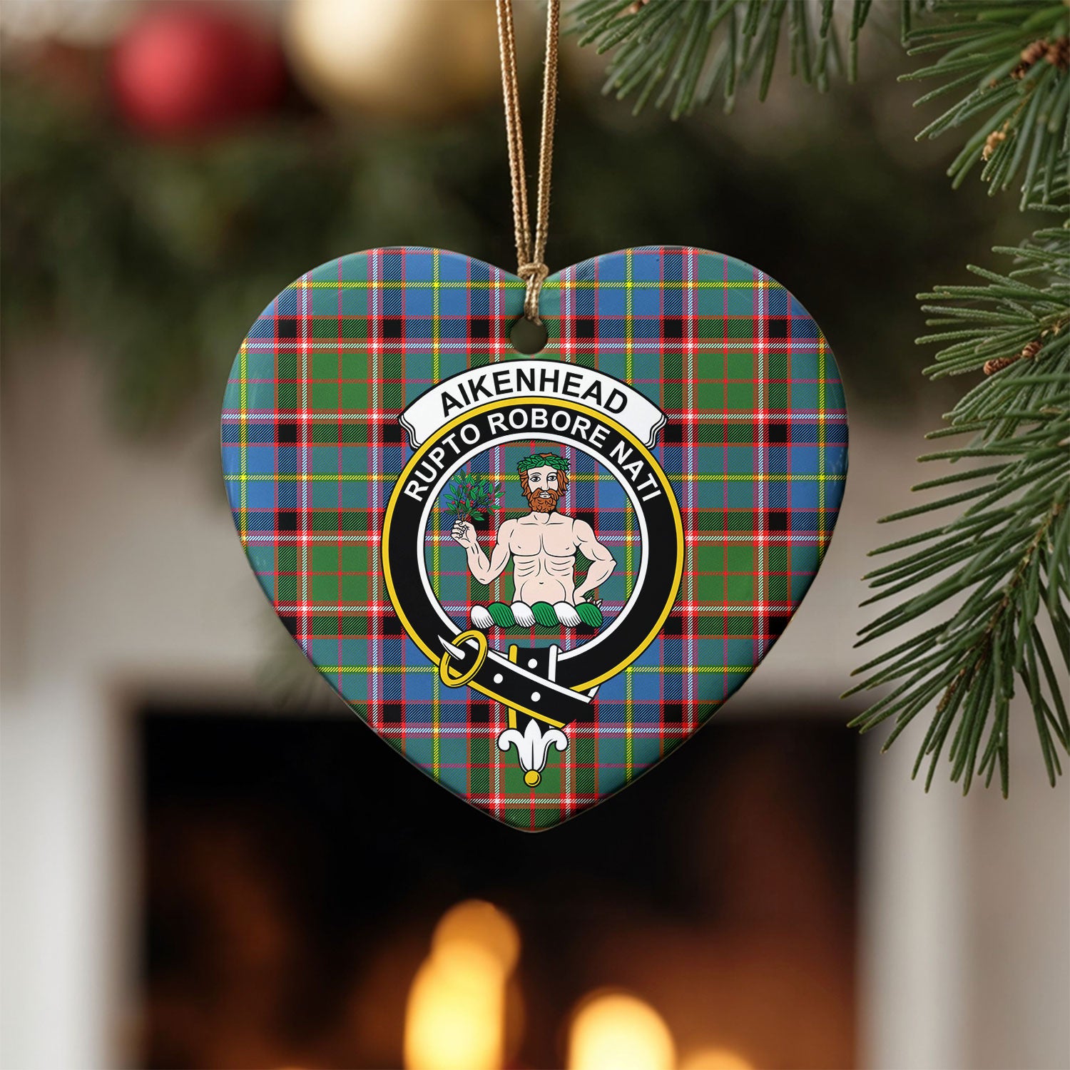 Aikenhead Tartan Crest Christmas Ceramic Ornament