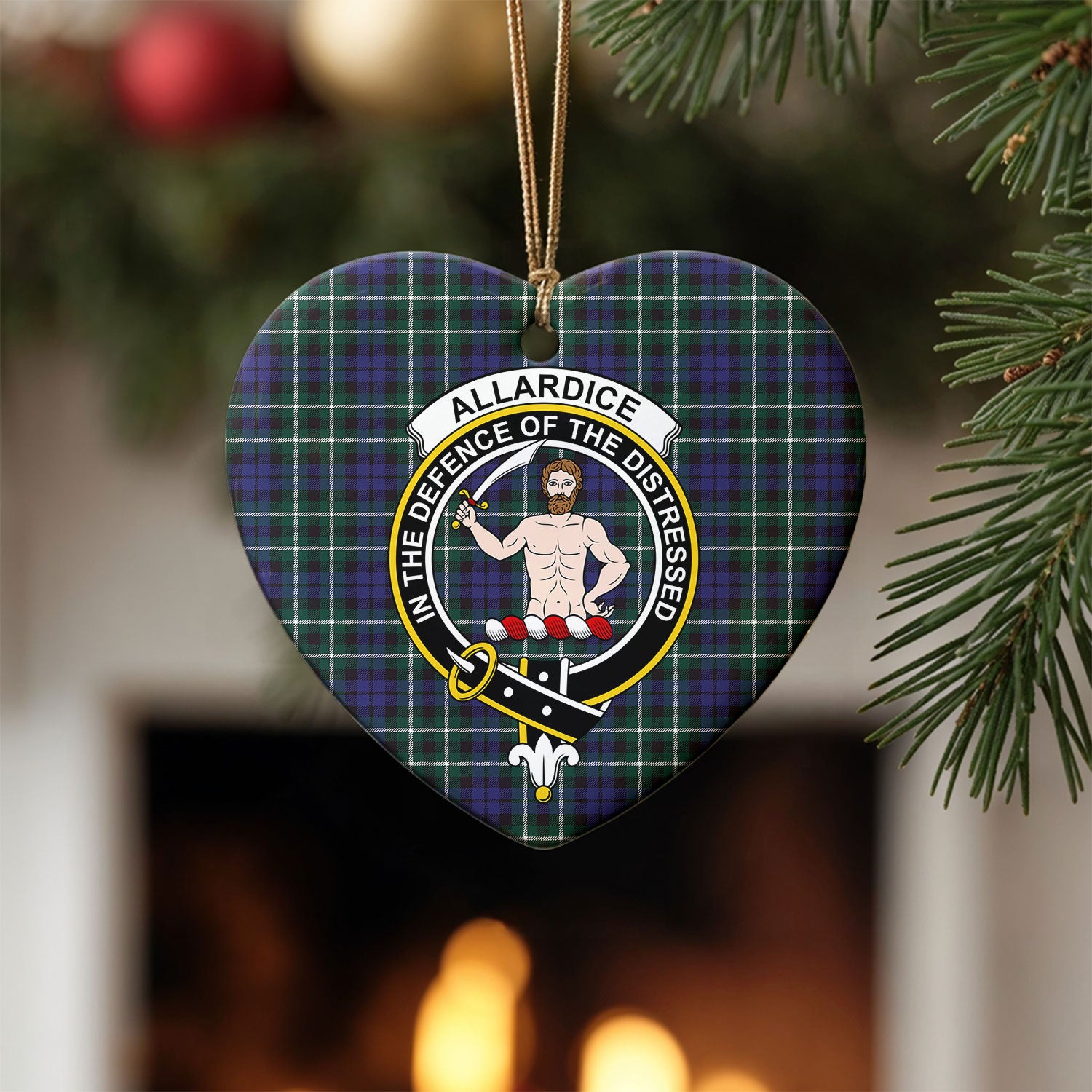 Allardice Tartan Crest Christmas Ceramic Ornament