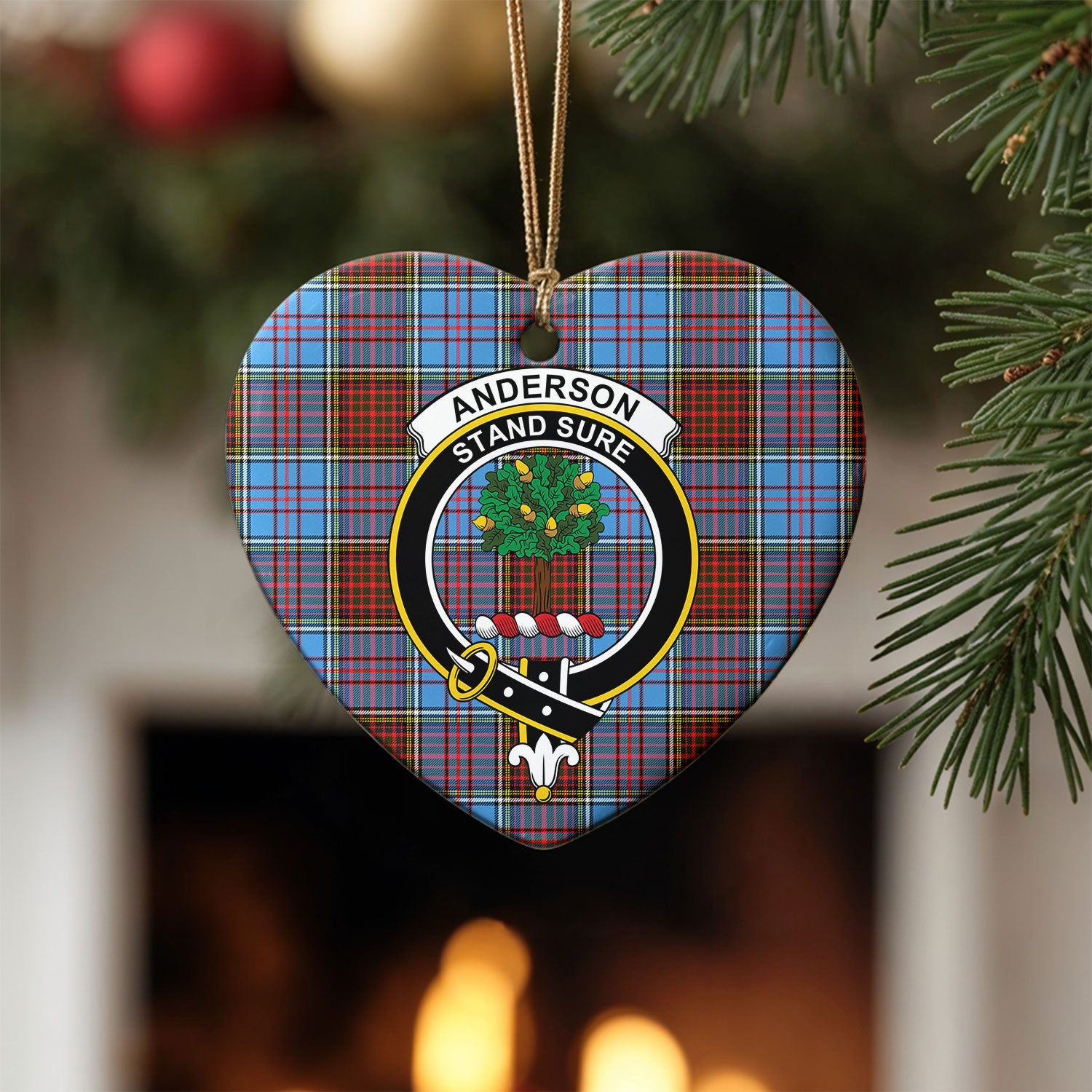 Anderson Modern Tartan Crest Christmas Ceramic Ornament