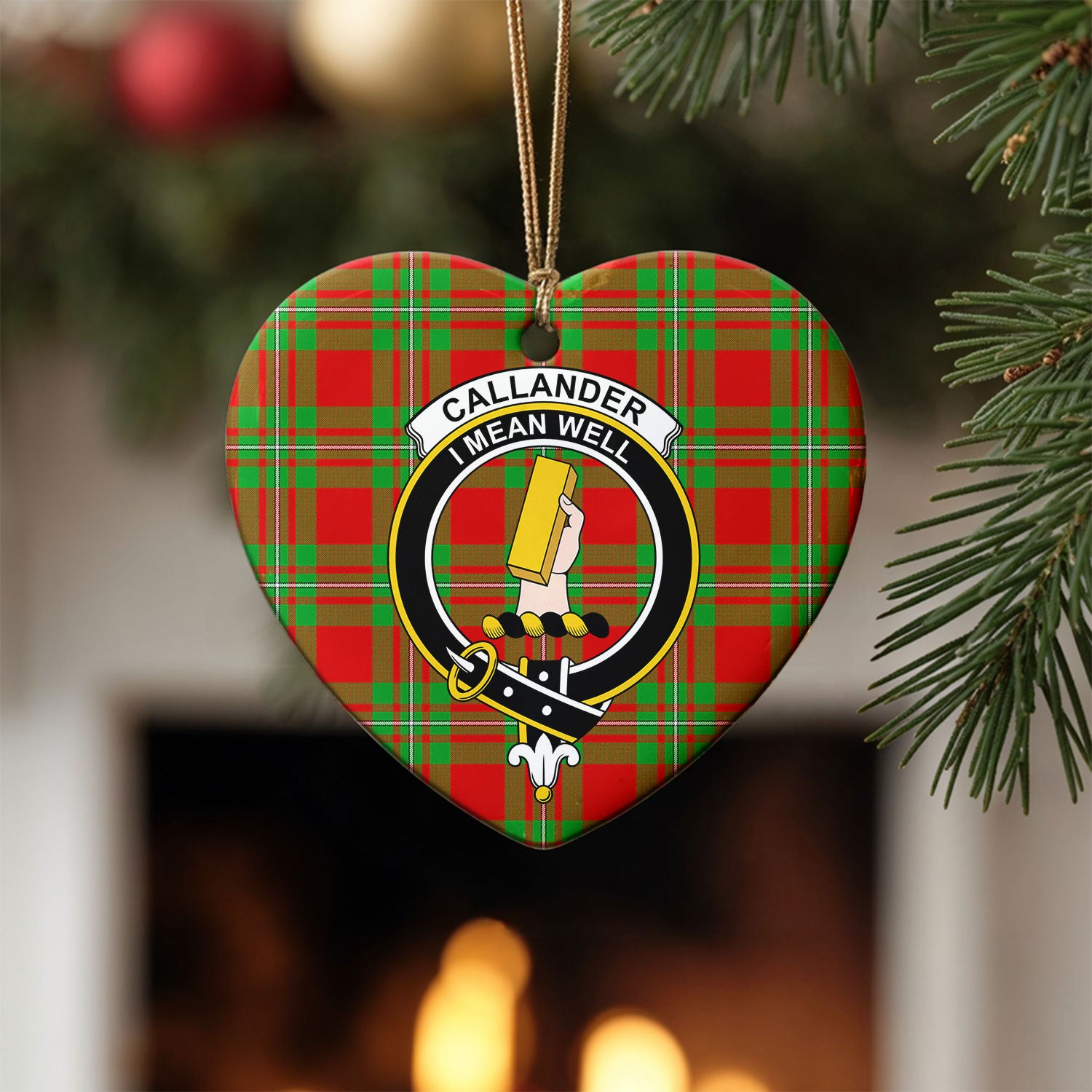 Callander Tartan Crest Christmas Ceramic Ornament