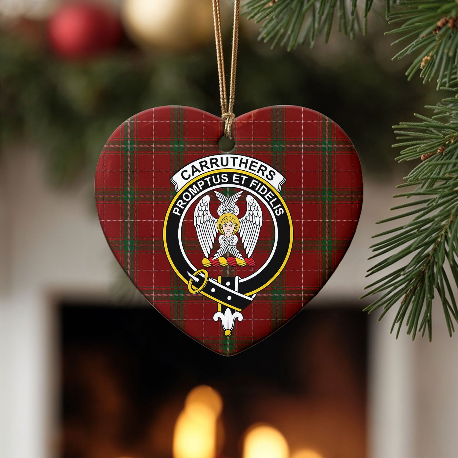 Carruthers Tartan Crest Christmas Ceramic Ornament