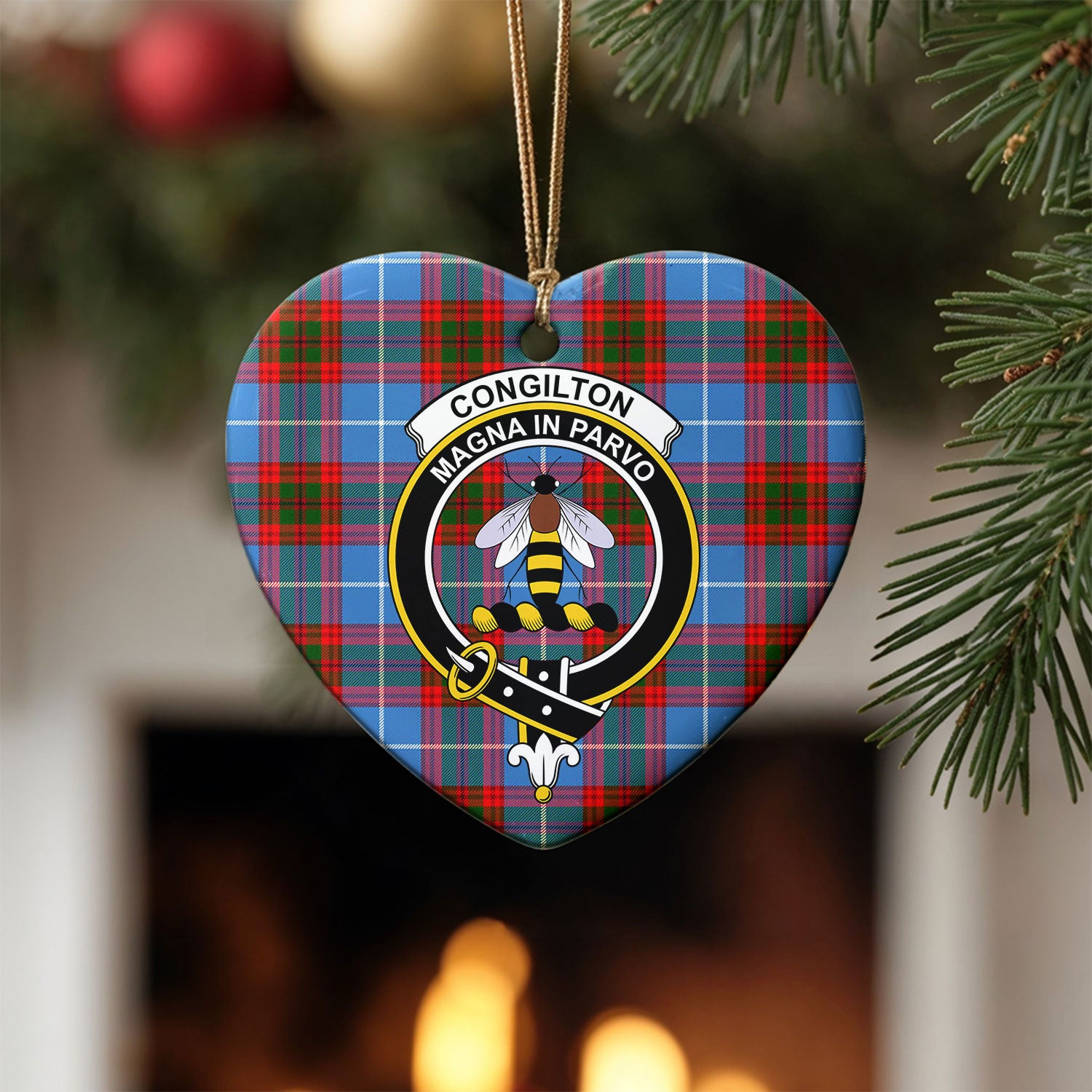 Congilton Tartan Crest Christmas Ceramic Ornament