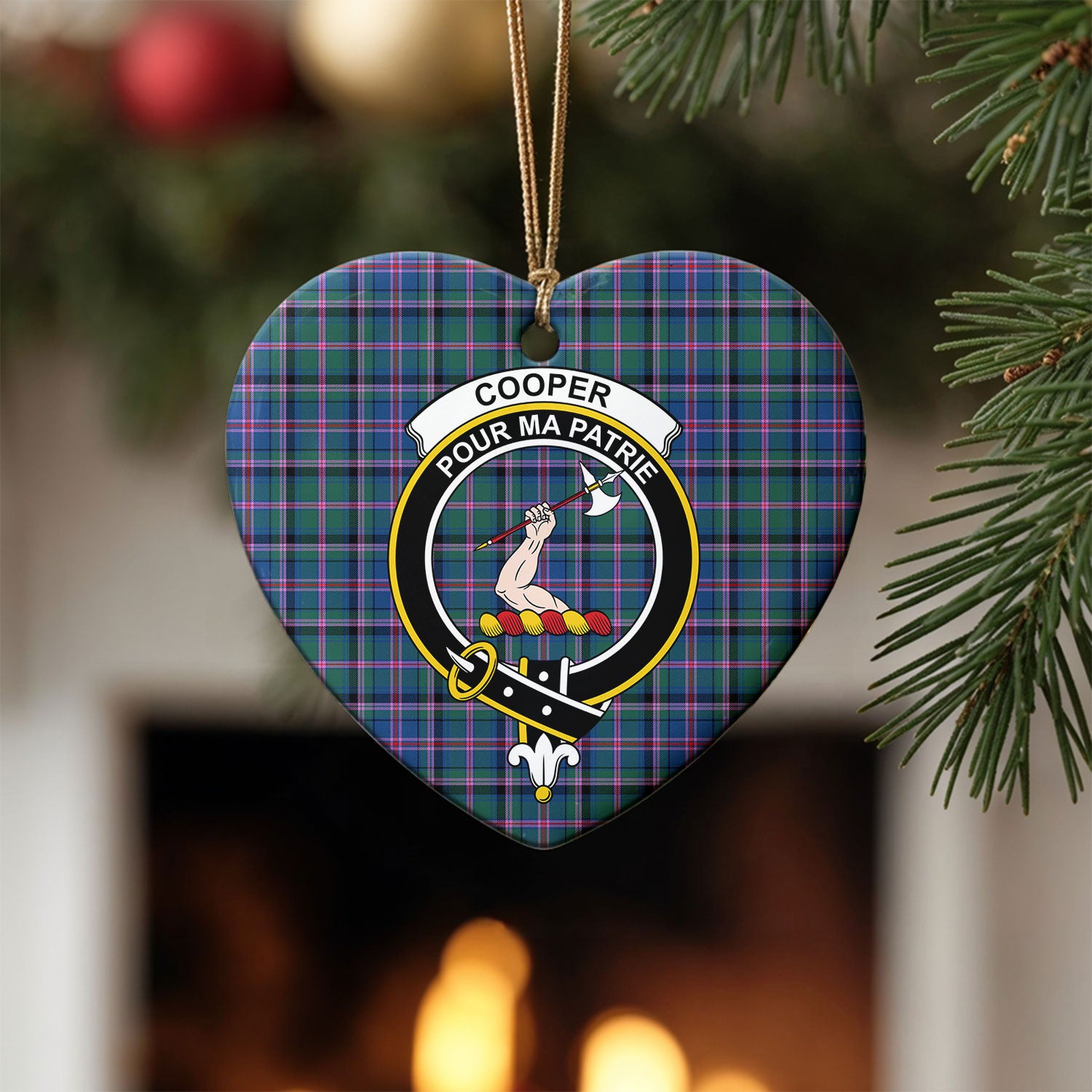 Cooper Ancient Tartan Crest Christmas Ceramic Ornament
