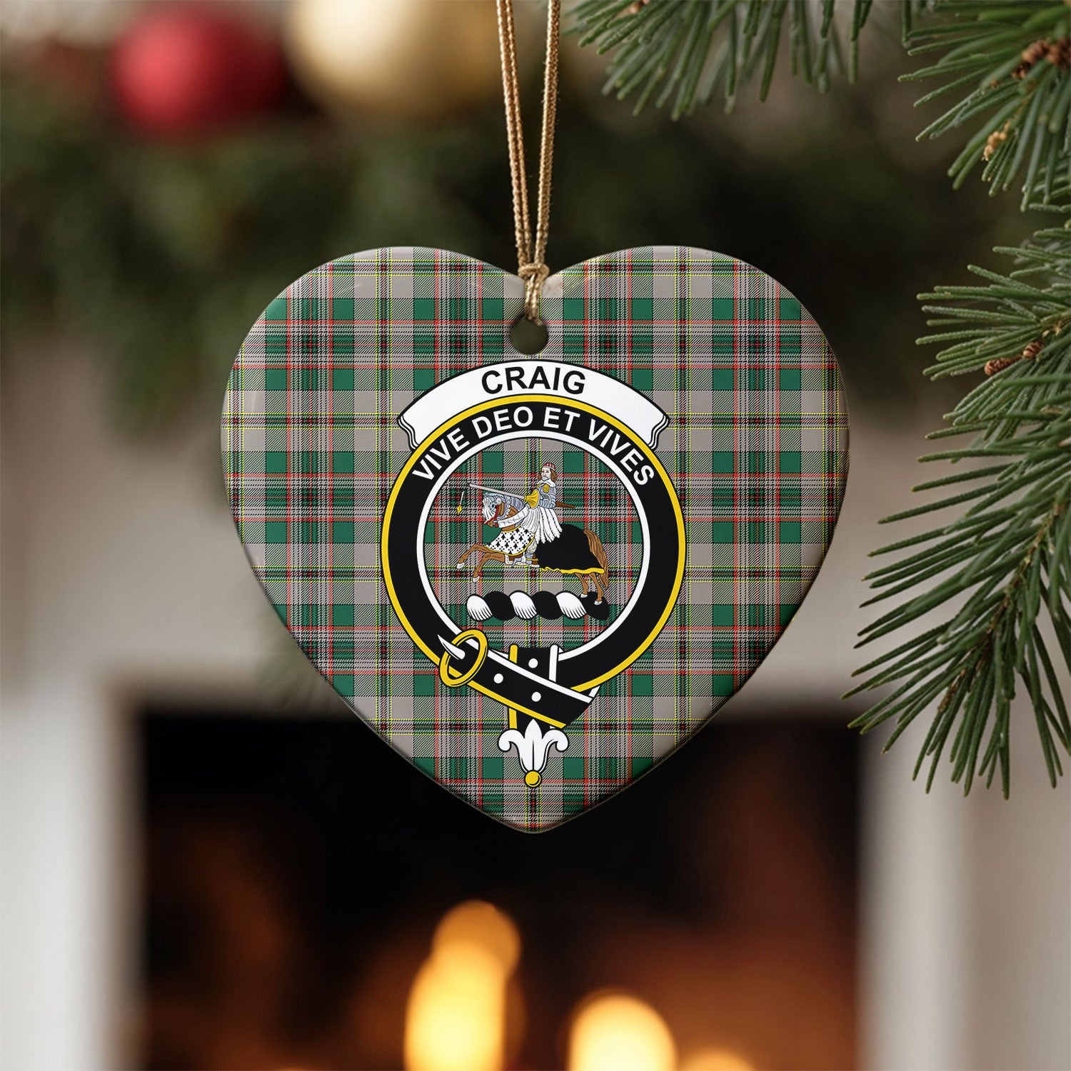 Craig Ancient Tartan Crest Christmas Ceramic Ornament