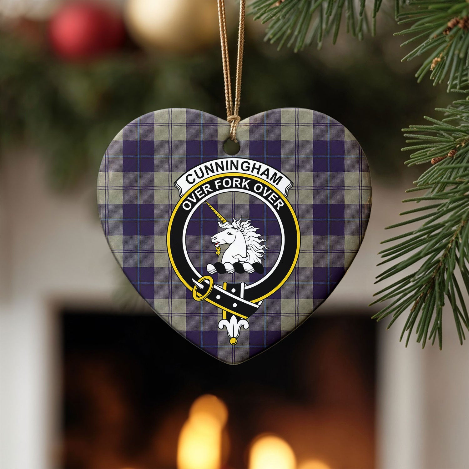 Cunningham Dress Blue Dancers Tartan Crest Christmas Ceramic Ornament