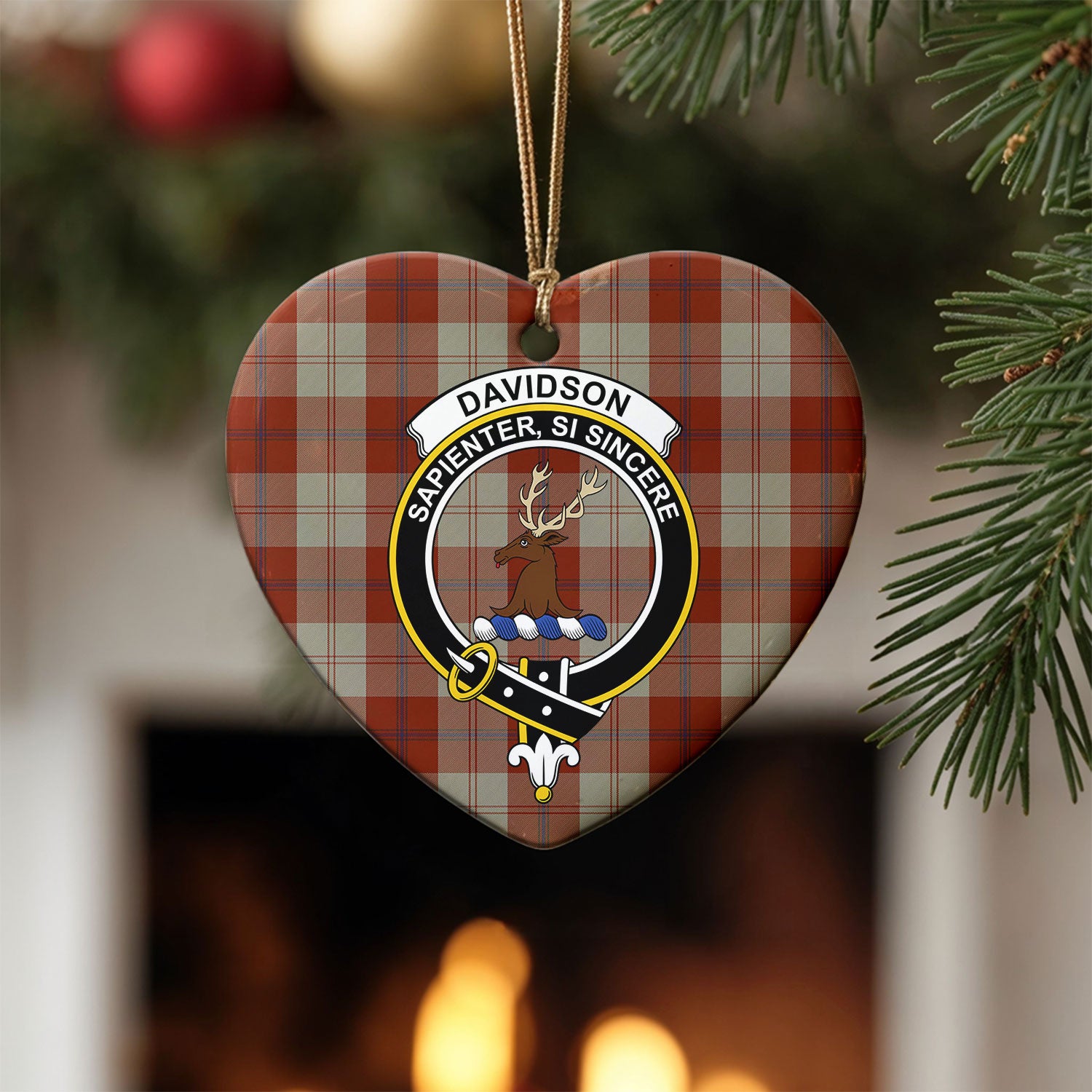 Davidson Dress Dancers Tartan Crest Christmas Ceramic Ornament