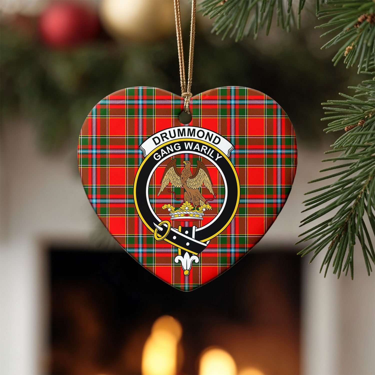 Drummond of Perth Tartan Crest Christmas Ceramic Ornament