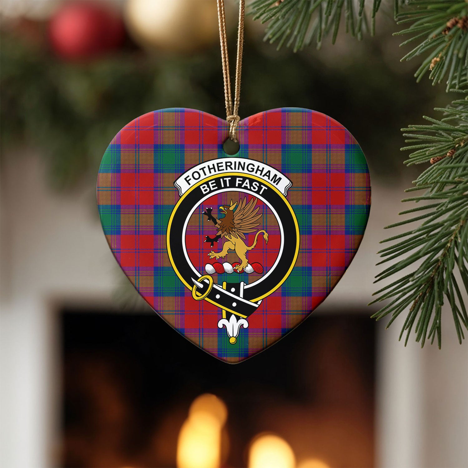 Fotheringham Tartan Crest Christmas Ceramic Ornament
