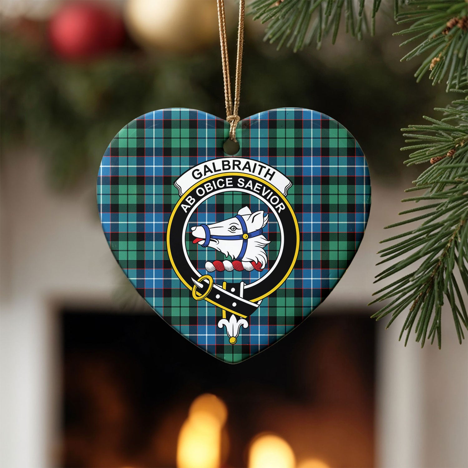 Galbraith Ancient Tartan Crest Christmas Ceramic Ornament