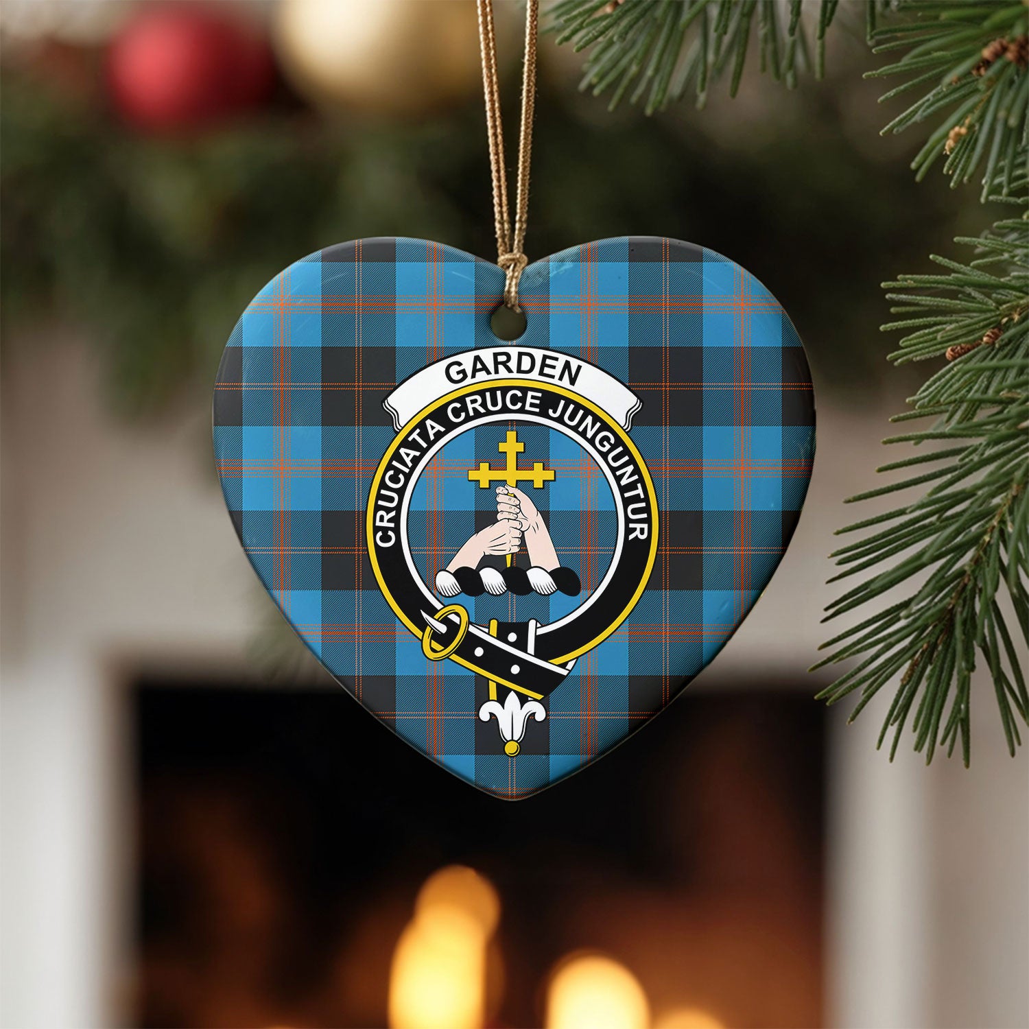 Garden Tartan Crest Christmas Ceramic Ornament