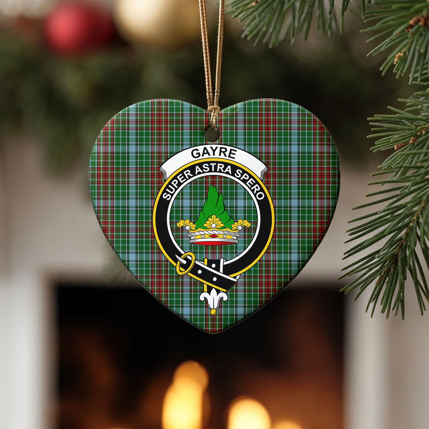 Gayre Tartan Crest Christmas Ceramic Ornament