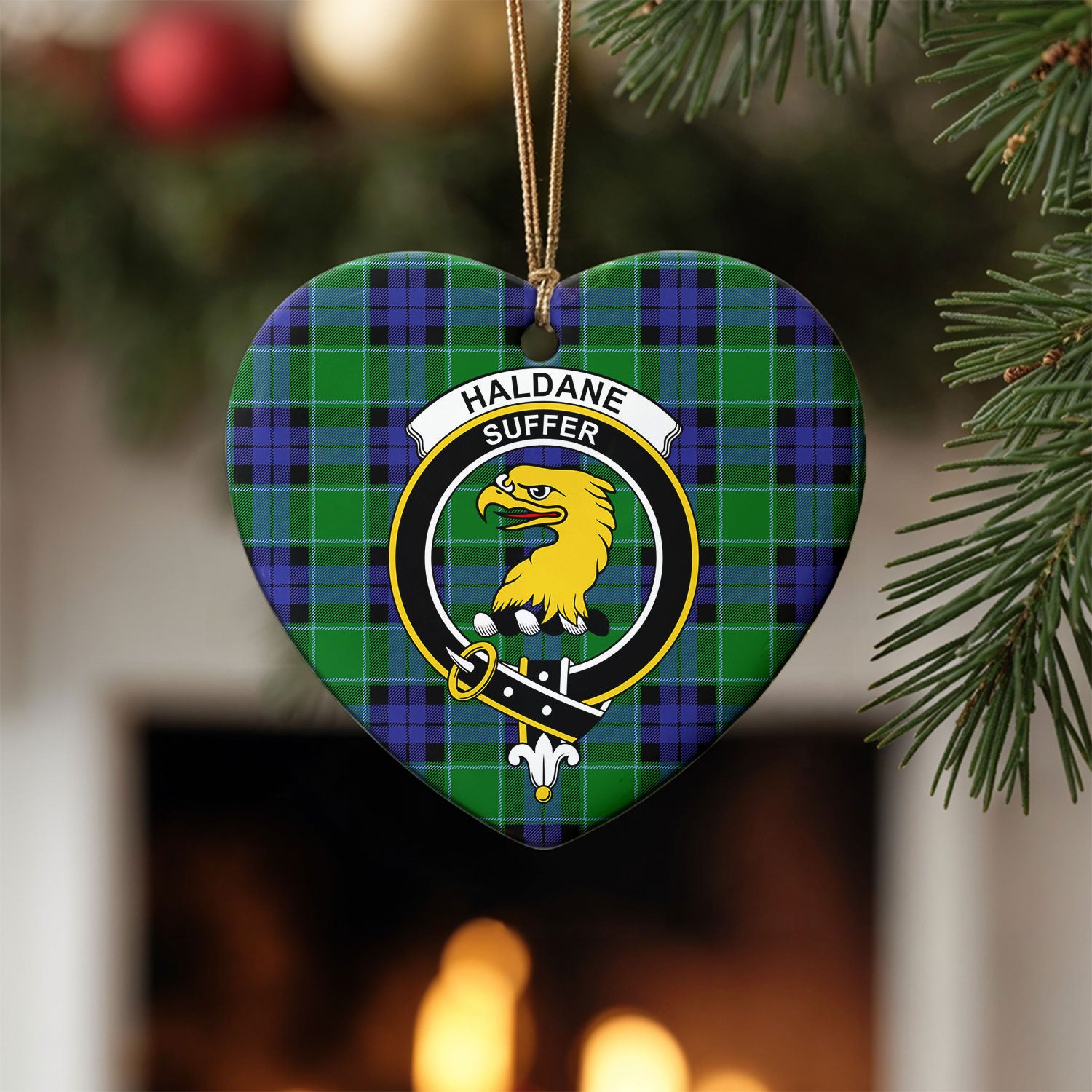 Haldane Tartan Crest Christmas Ceramic Ornament