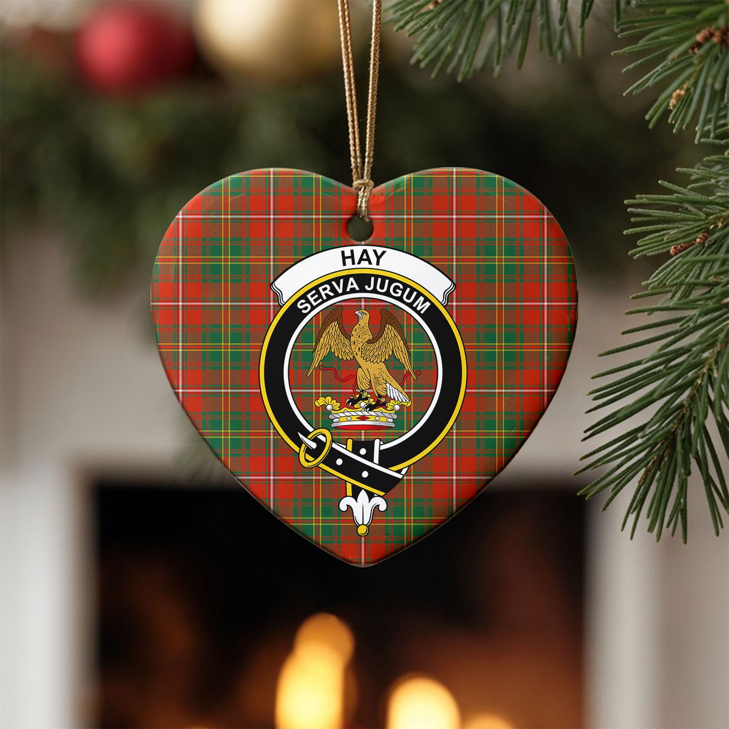 Hay Ancient Tartan Crest Christmas Ceramic Ornament