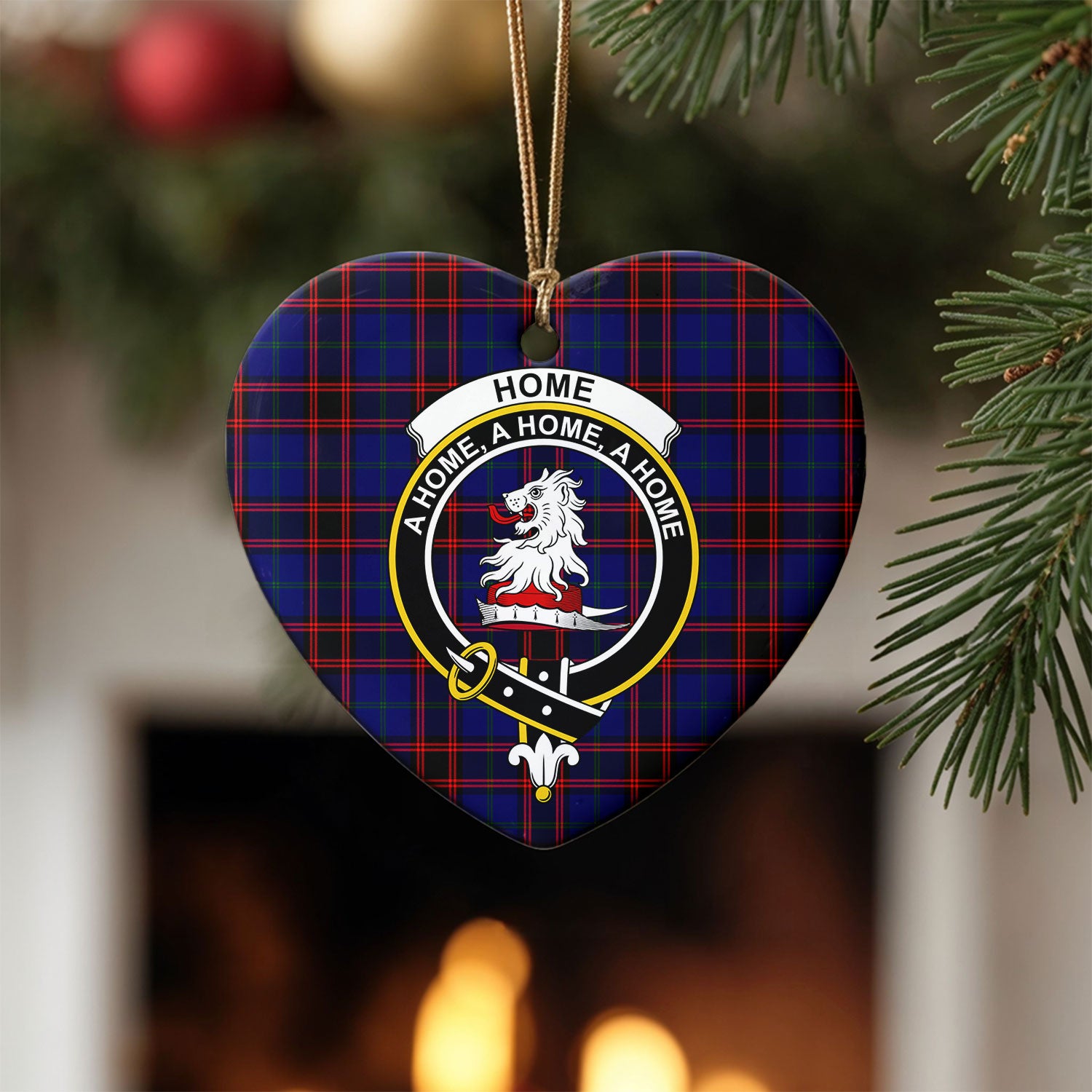 Home Modern Tartan Crest Christmas Ceramic Ornament