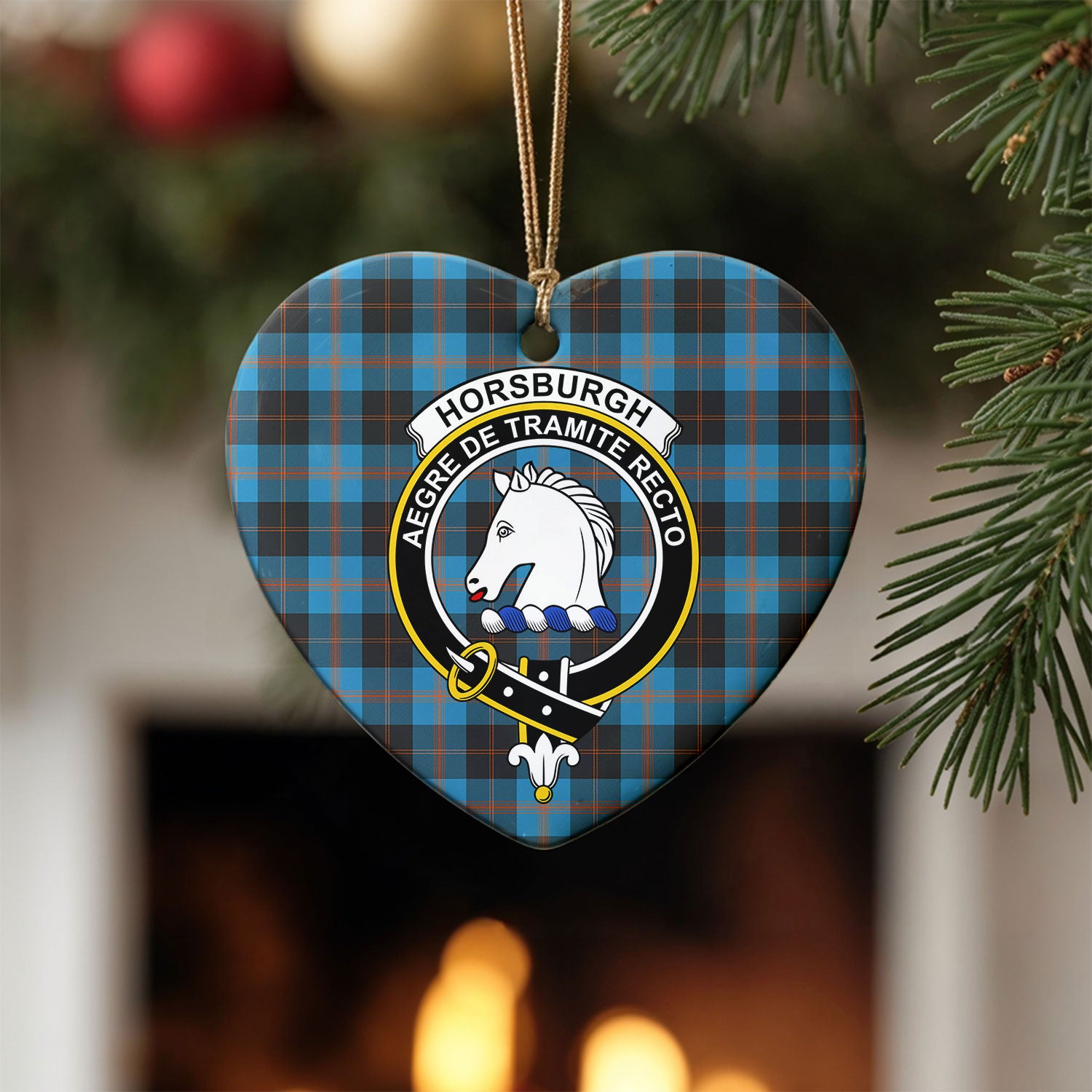Horsburgh Tartan Crest Christmas Ceramic Ornament