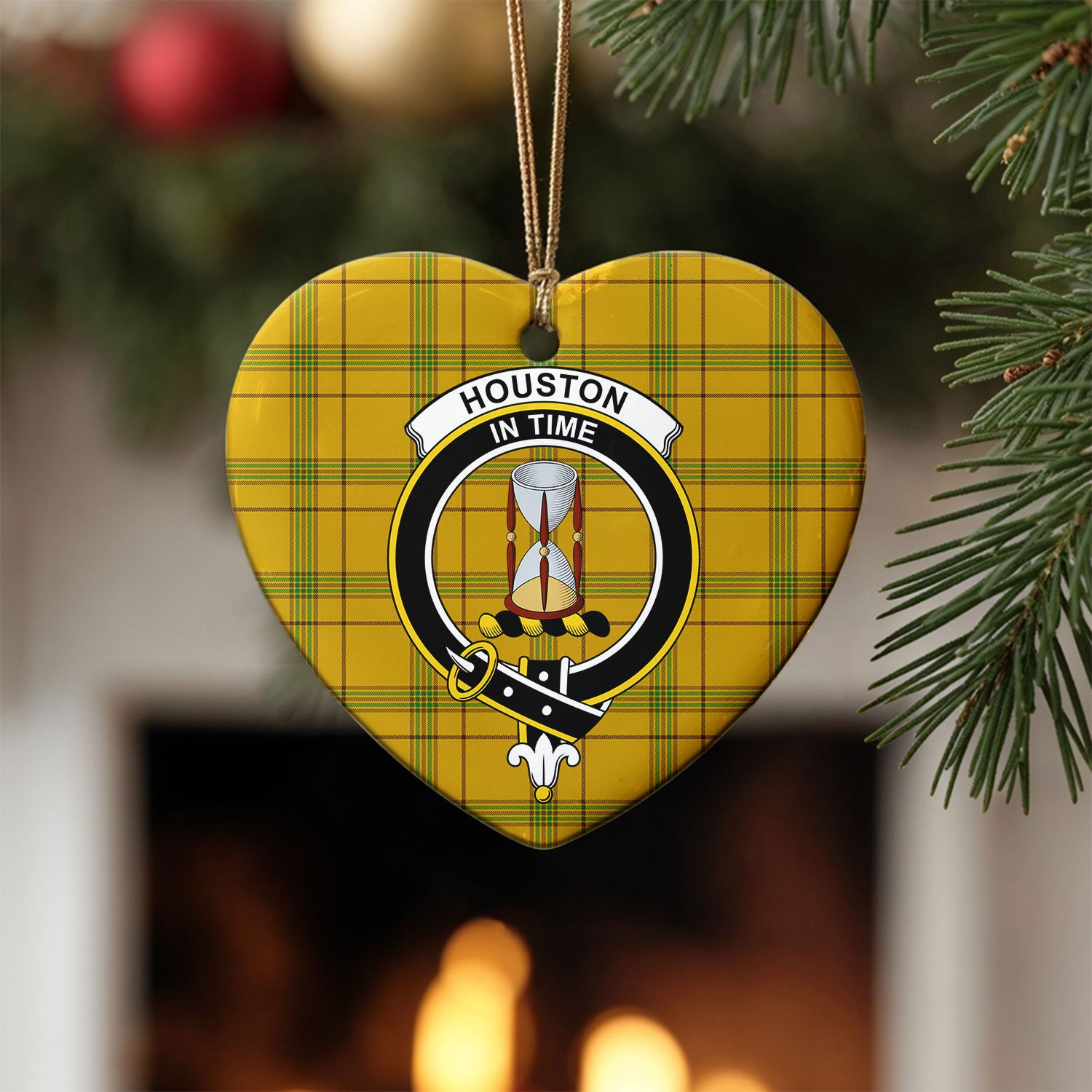 Houston Tartan Crest Christmas Ceramic Ornament