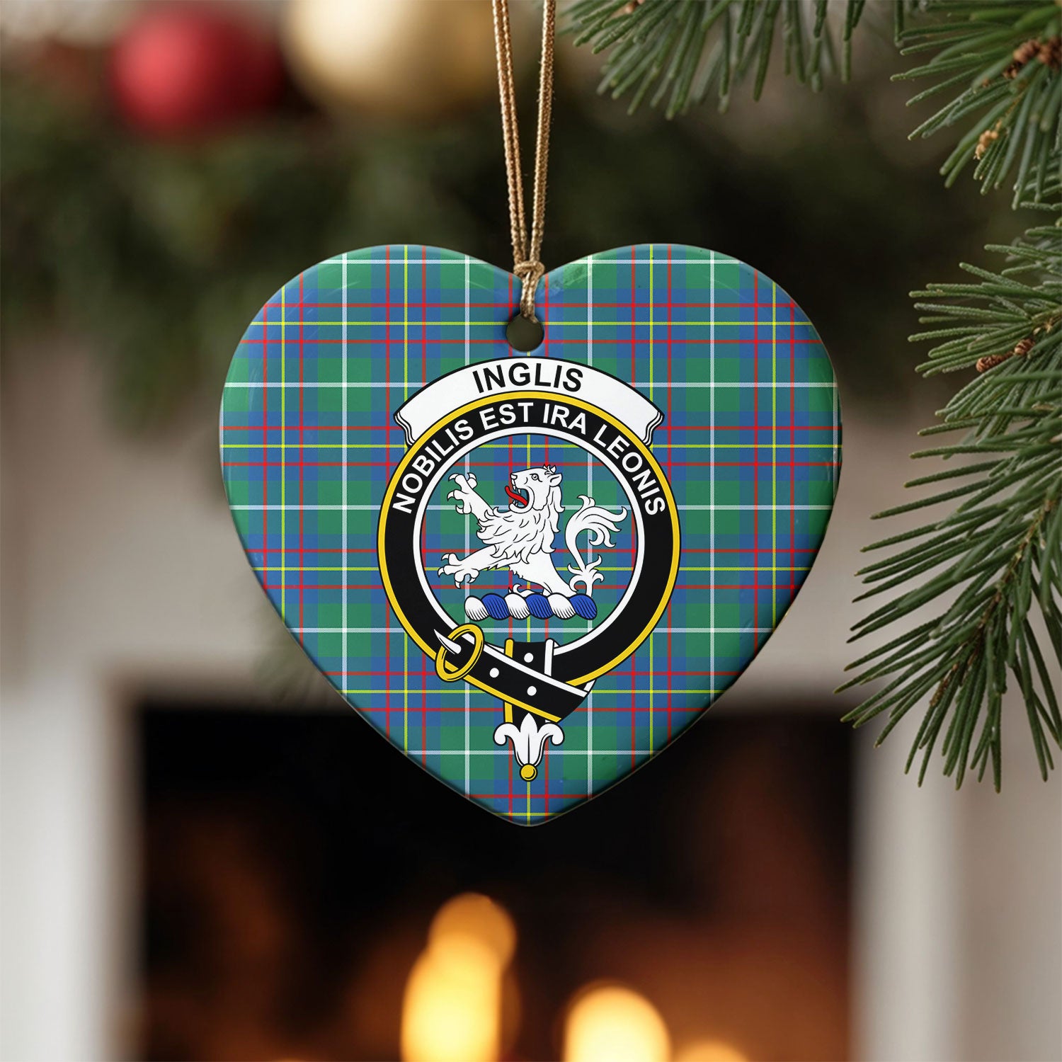 Inglis Ancient Tartan Crest Christmas Ceramic Ornament