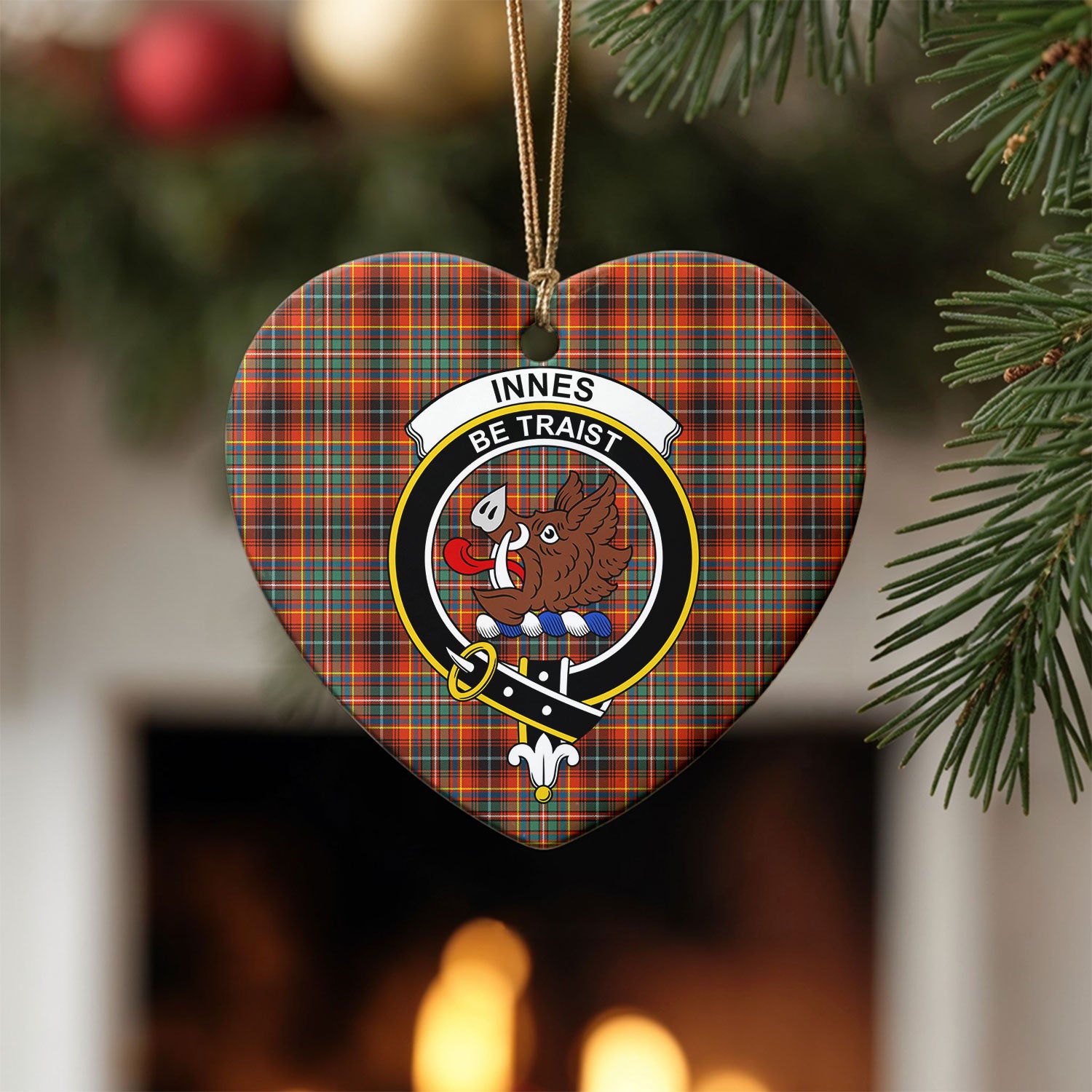 Innes Ancient Tartan Crest Christmas Ceramic Ornament