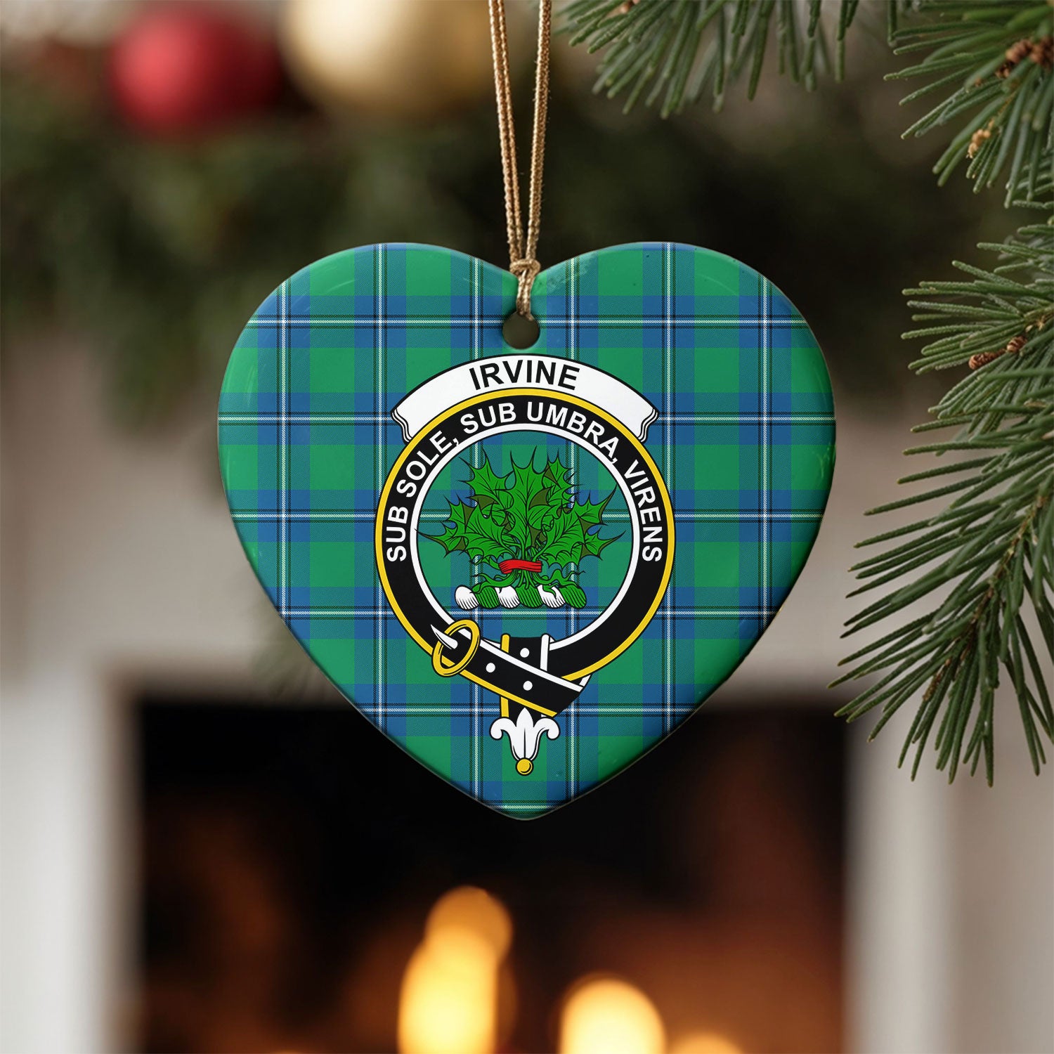 Irvine Ancient Tartan Crest Christmas Ceramic Ornament