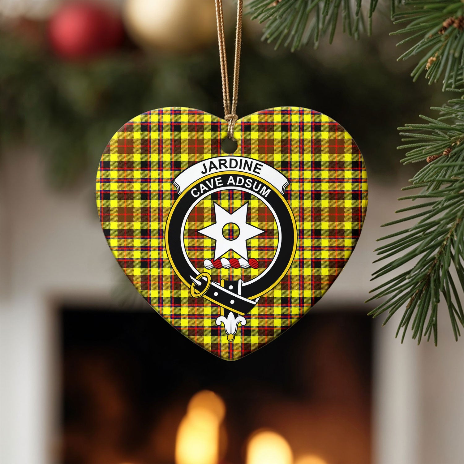 Jardine Tartan Crest Christmas Ceramic Ornament