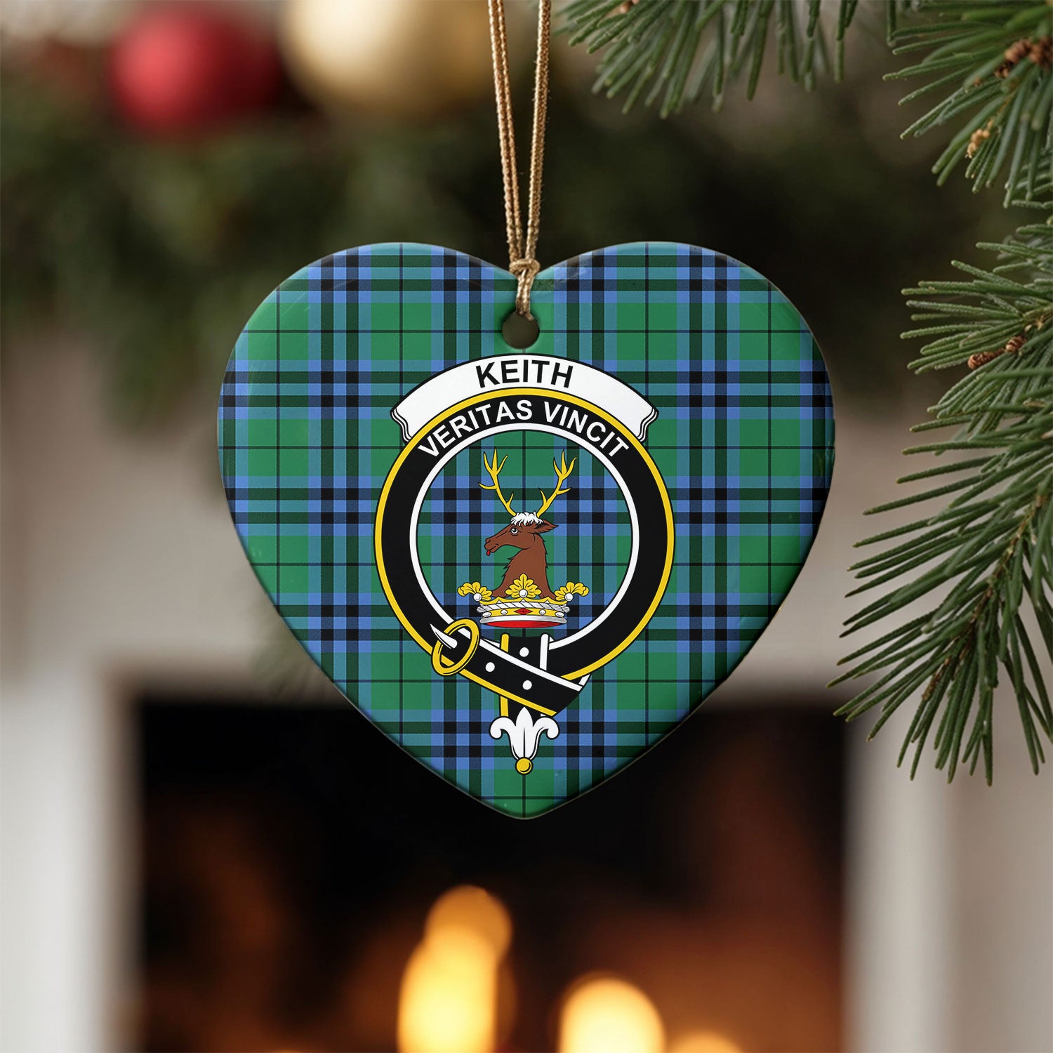 Keith Ancient Tartan Crest Christmas Ceramic Ornament