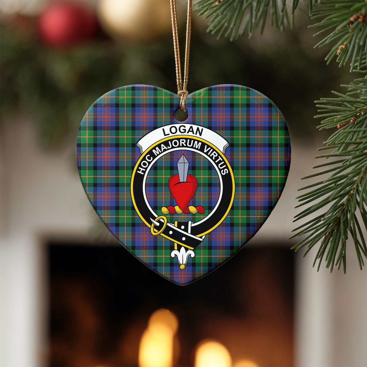 Logan Ancient Tartan Crest Christmas Ceramic Ornament
