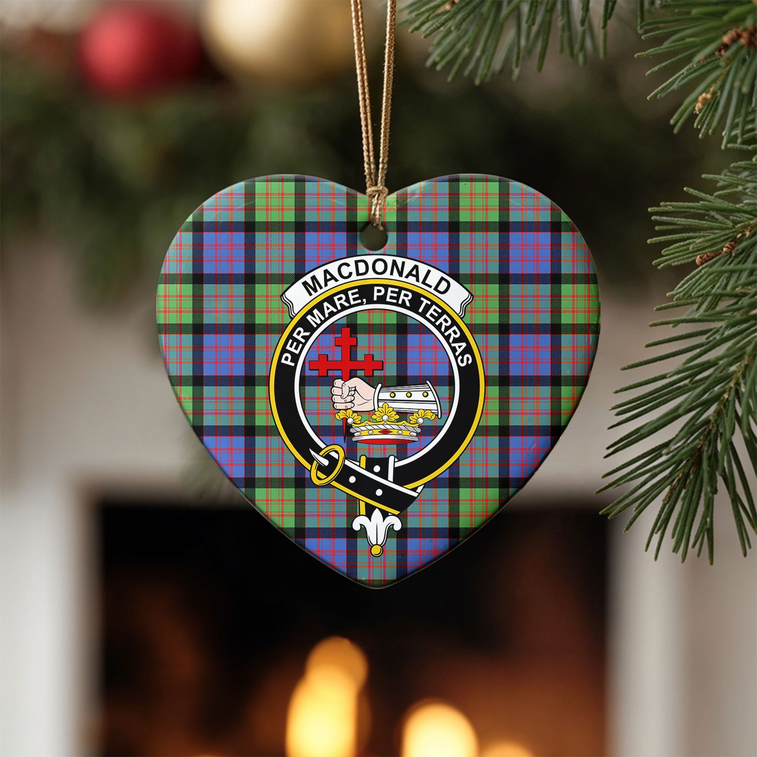 MacDonald Ancient Tartan Crest Christmas Ceramic Ornament
