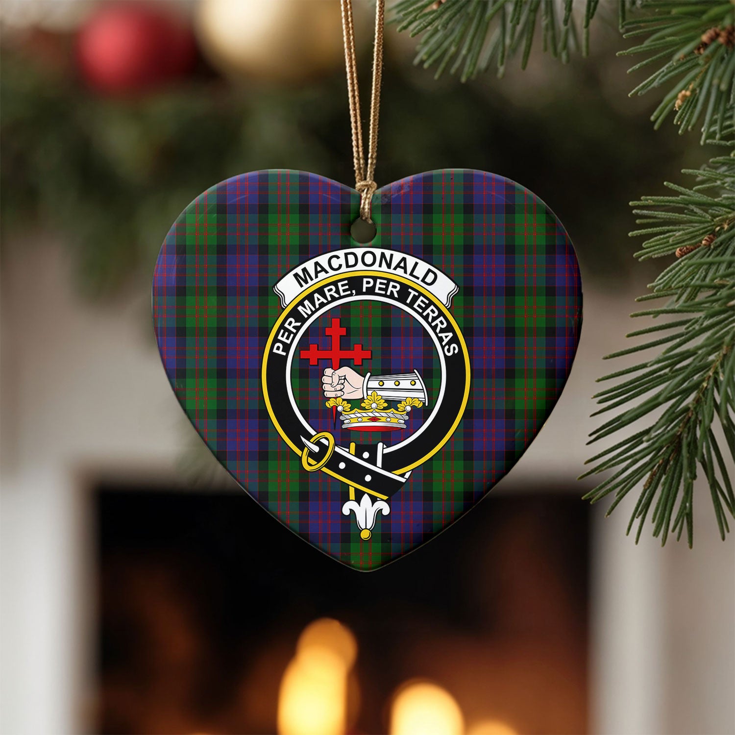 MacDonald Tartan Crest Christmas Ceramic Ornament