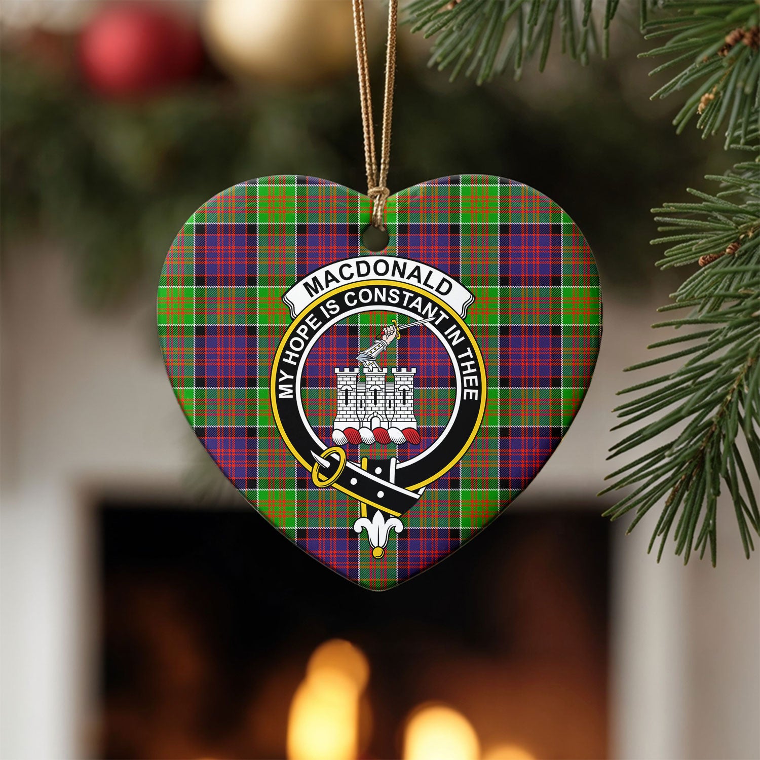 MacDonald (Clan Ranald) Tartan Crest Christmas Ceramic Ornament