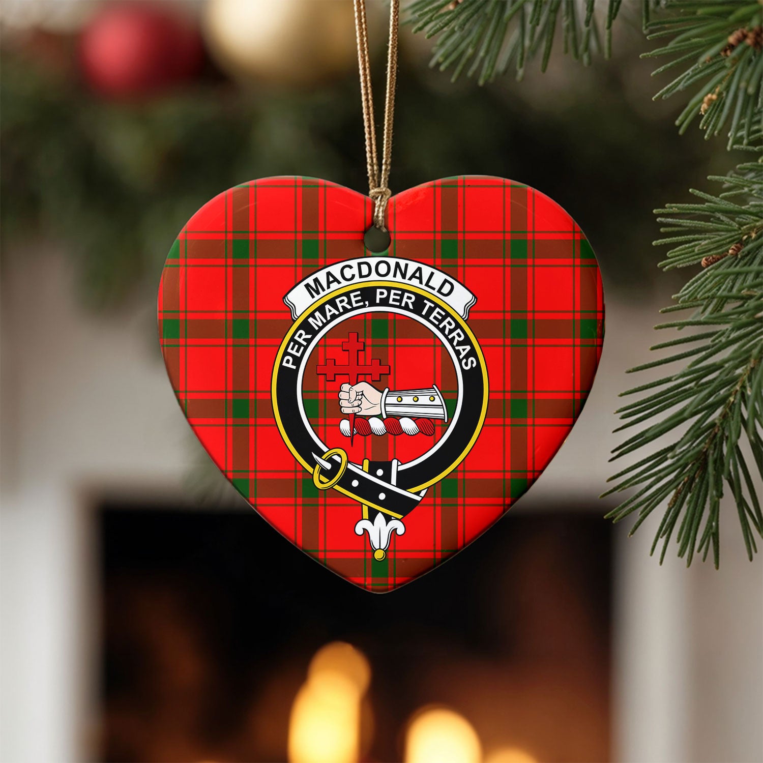 MacDonald of Sleat Tartan Crest Christmas Ceramic Ornament